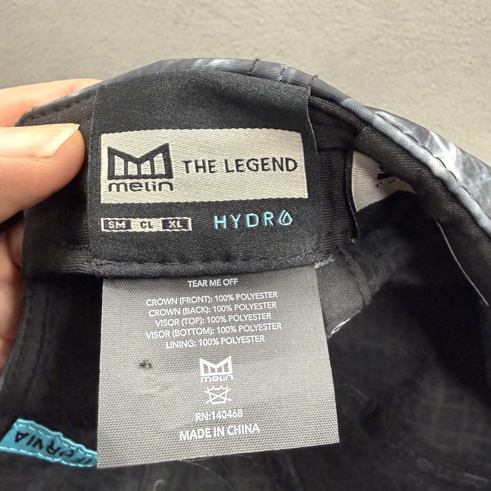 melin Melin Hydro The Legend Smoke Classic Cap Black Adjustable Back Mens Water Resistant Wicking Breathable Baseball Hat 7 1/4 Size ONE SIZE - 6 Thumbnail
