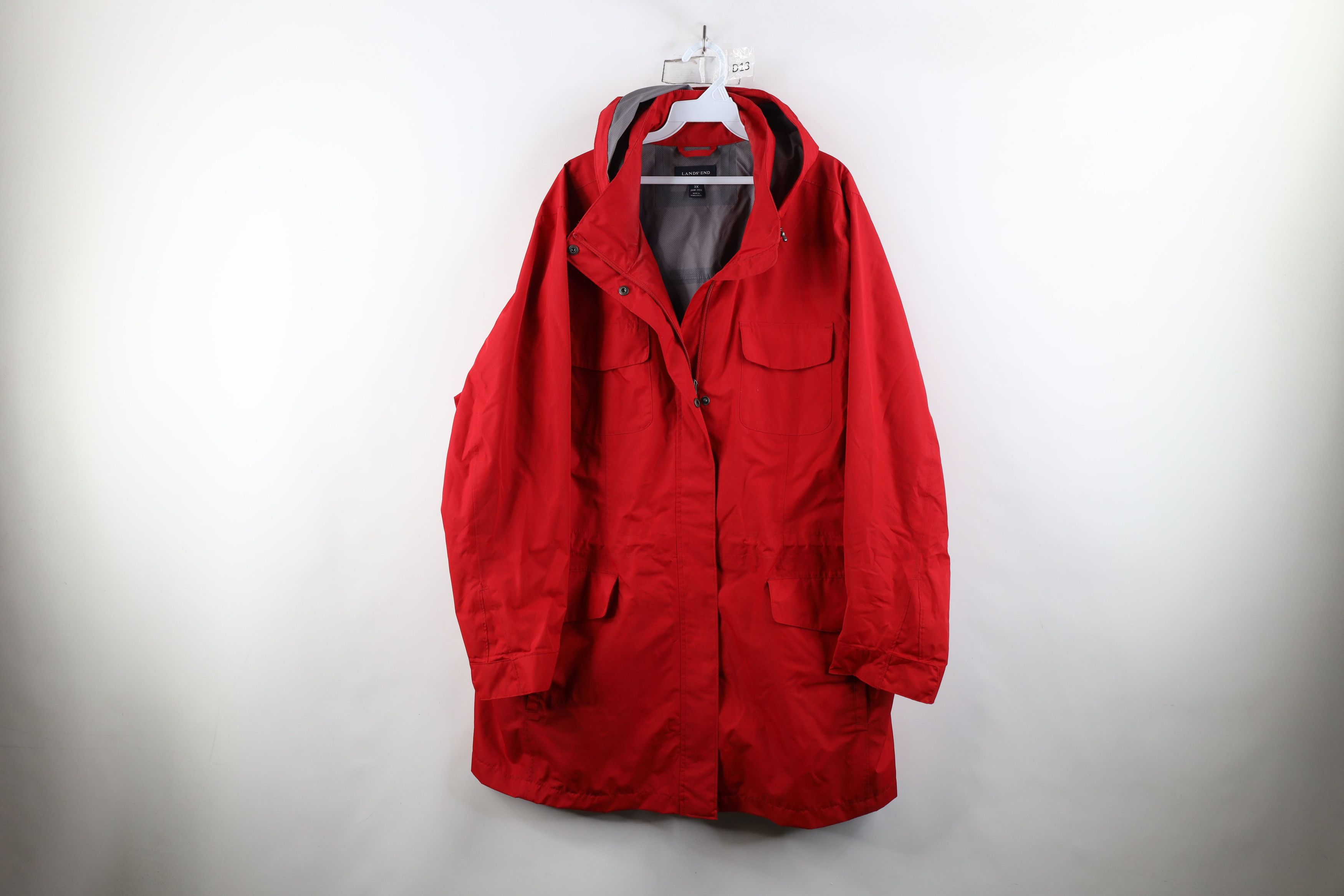 Lands' End × Vintage Vintage Lands End Hooded Full Zip Rain Parka Jacket Red Size 3XL / US 20-22 - 1 Thumbnail