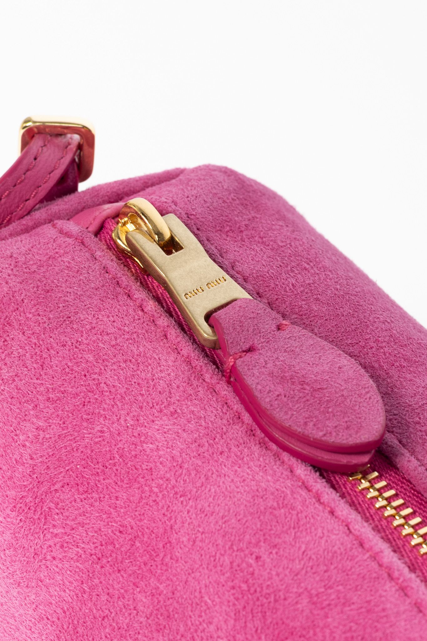 Miu Miu Miu Miu Pink Suede Logo-Embossed Pochette Size ONE SIZE - 10 Thumbnail