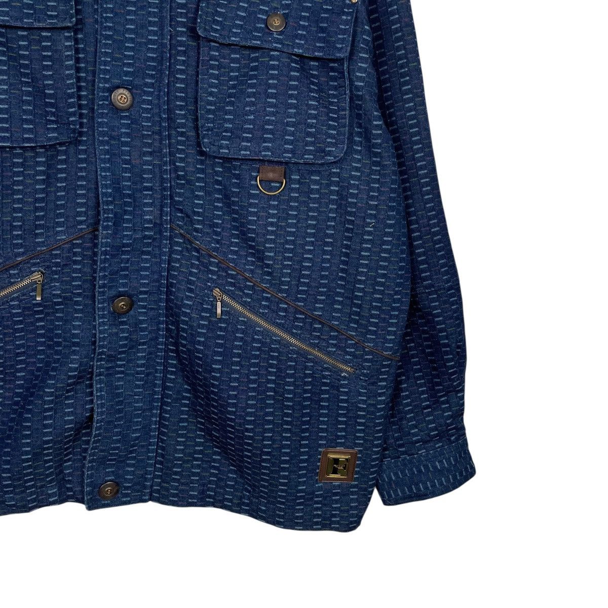 Other Nice Design Jean Louis Pradet Patterned Blue Denim Jacket Size US L / EU 52-54 / 3 - 4 Thumbnail