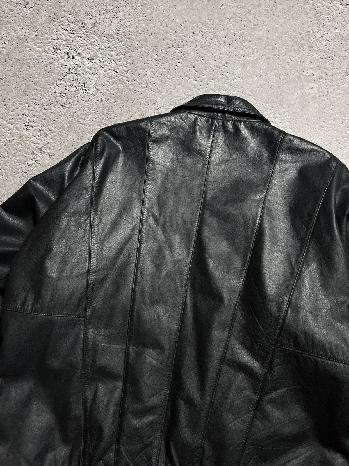 Genuine Leather × Vintage Vintage Black Leather Jacket Oversized 90s Biker Style Size US L / EU 52-54 / 3 - 13 Thumbnail