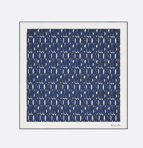 Dior o1w1db10625 Size : OS / Square Scarf in White/Navy Blue Size ONE SIZE - 2 Thumbnail