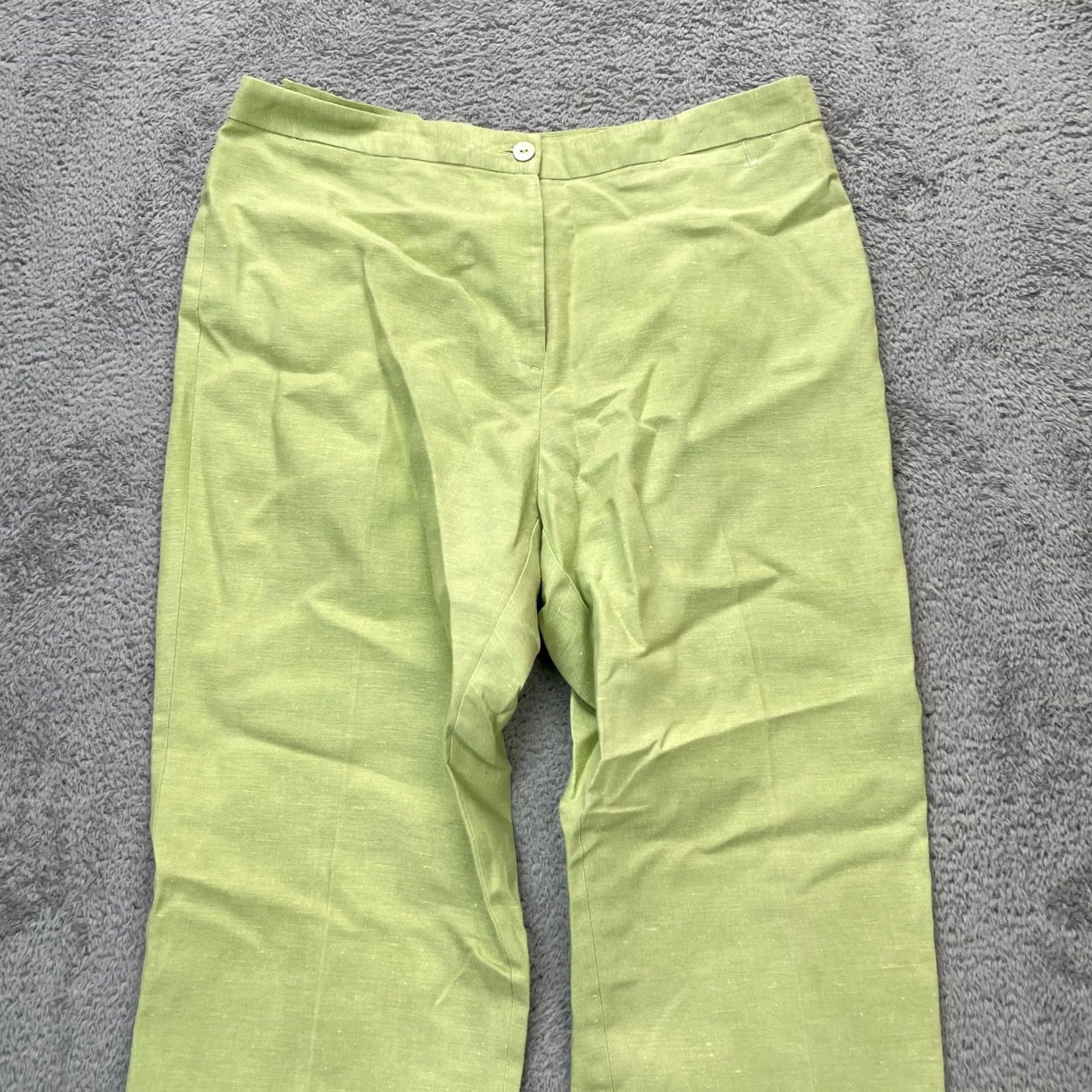 Vintage Sigrid Olsen Pants Womens 10 Green Linen Blend Chino Straight Leg Casual Workwear Ships Spring Summer Mens Womens Girls Boys Size 32" / US 10 / IT 46 - 5 Thumbnail