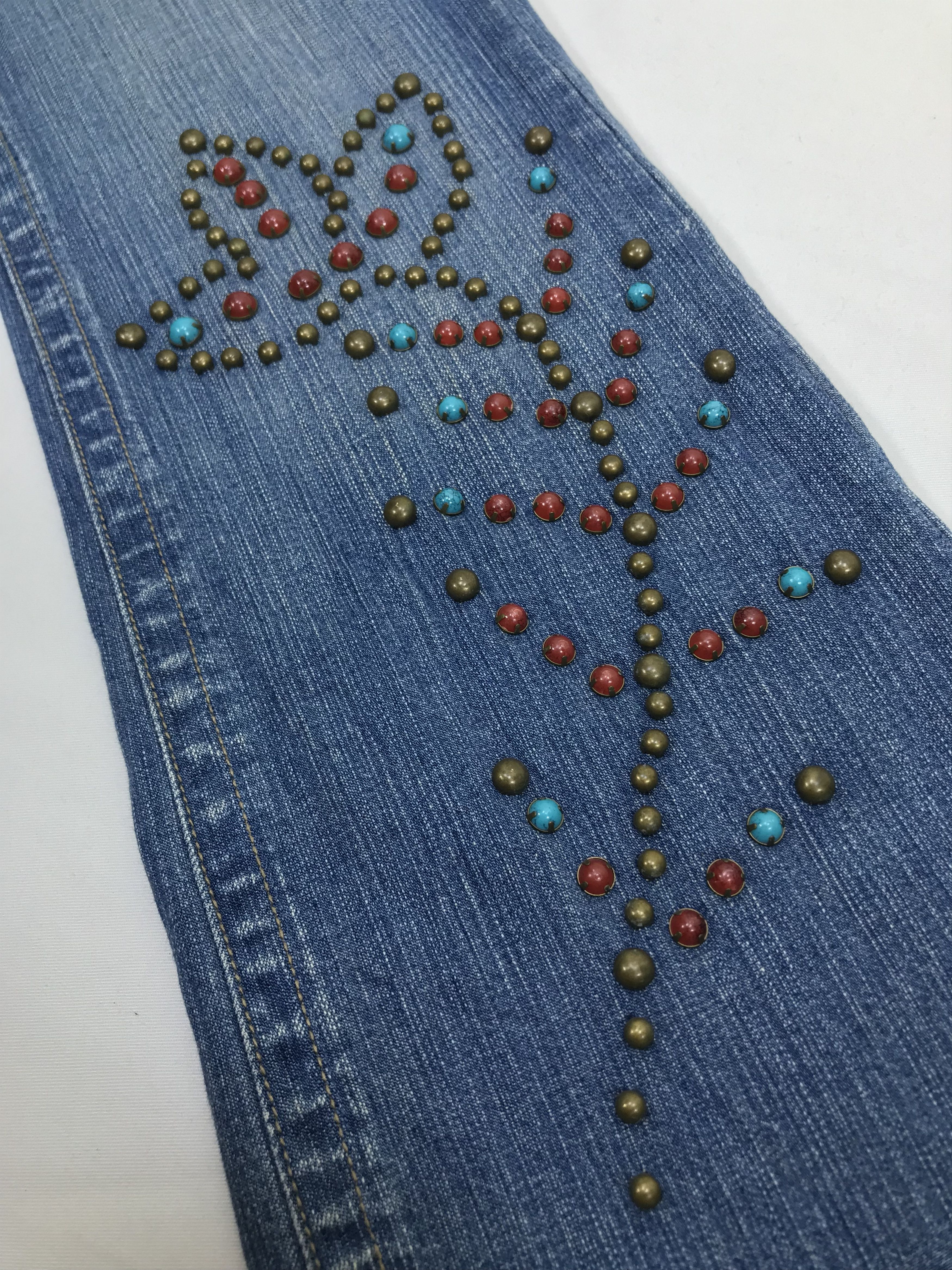 Japanese Brand Vintage Designer Z Cavaricci Art Studded Flare Jeans Size US 32 / EU 48 - 11 Thumbnail