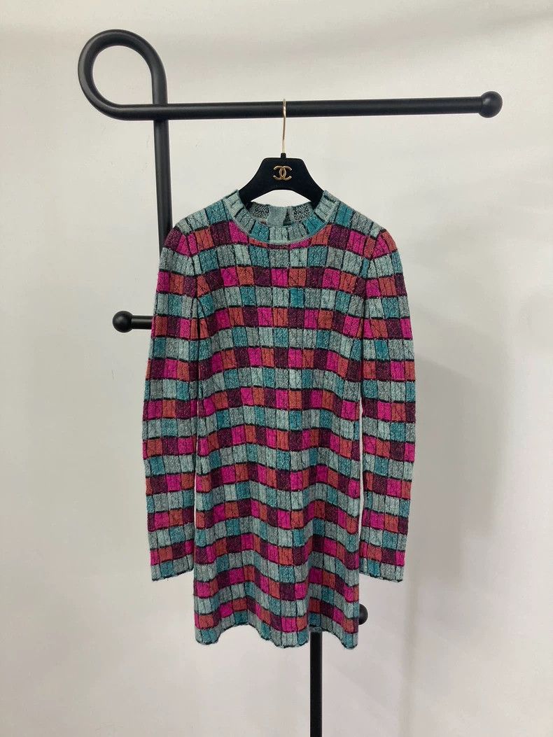 Chanel Chanel Multi-Color Check Knit Dress - dmc Size US XS / EU 42 / 0 - 1 Thumbnail