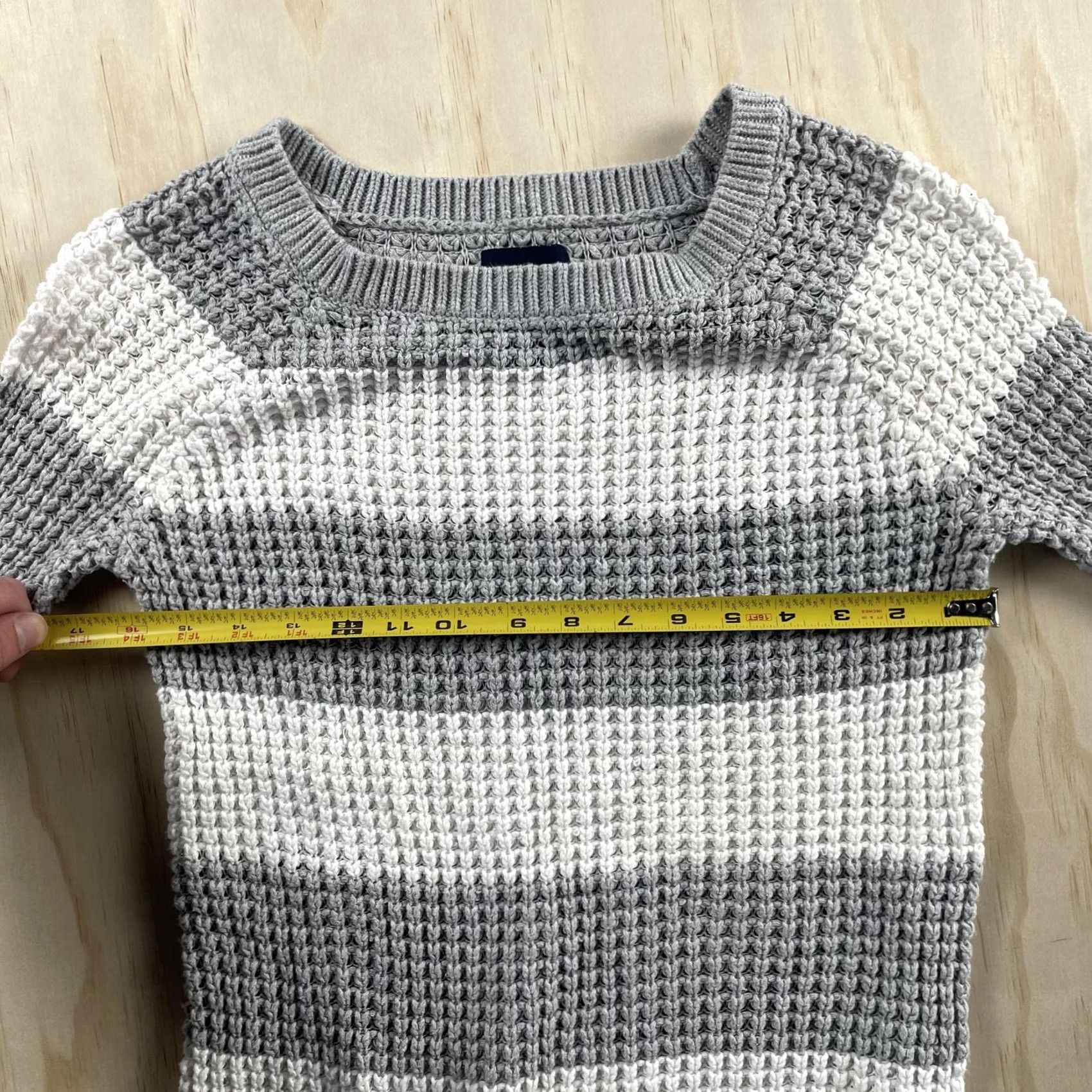 American Eagle Outfitters American Eagle Outfitters Jegging Sweater Womens XS Gray Striped Waffle Knit Crew Neck Raglan Sleeve Slim Casual Pullover Knit Fall Winter Size XS / US 0-2 / IT 36-38 - 4 Thumbnail