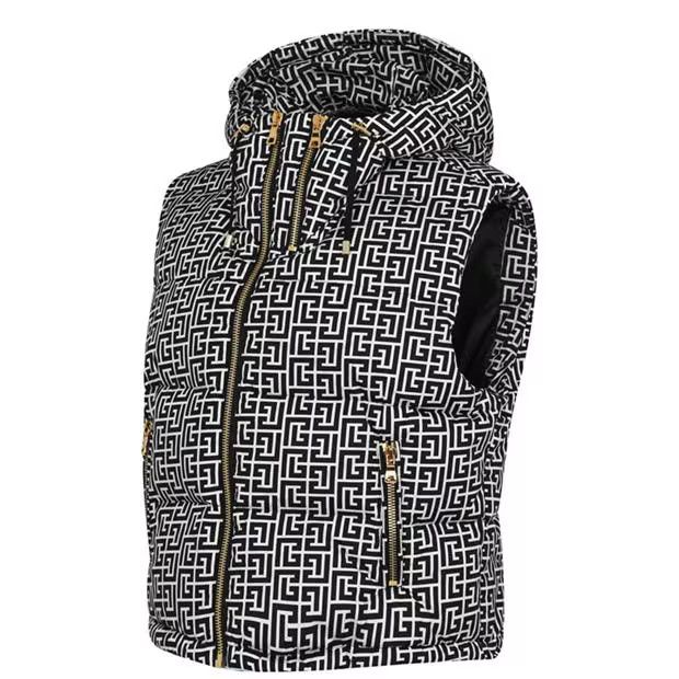 Balmain o1g2r1mq0924 Monogram Padded Gilet in Ivoire & Noir Size XS / US 0-2 / IT 36-38 - 3 Thumbnail