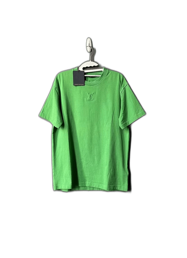 louis vuitton lv green embossed logo short sleeve