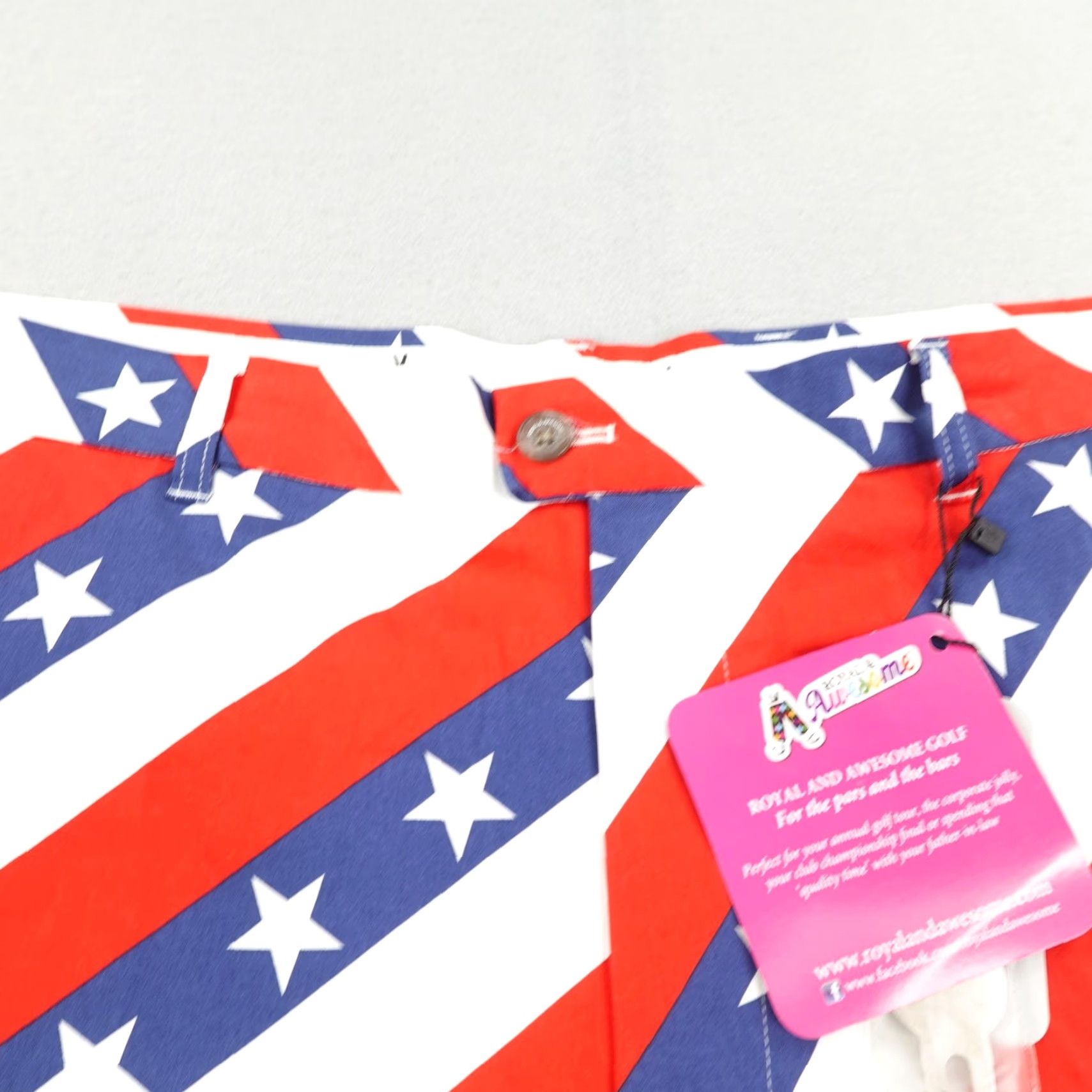 Vintage Royal & Awesome Shorts Mens 44 Golf USA Flag Stars Stripes Patriotic Chino NEW Size US 44 / EU 60 - 4 Thumbnail