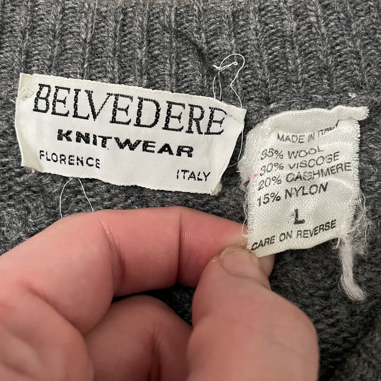 Belvedere × Vintage Belvedere Knitwear Gray Textured Wool Blend Sweater Large Size US L / EU 52-54 / 3 - 4 Thumbnail