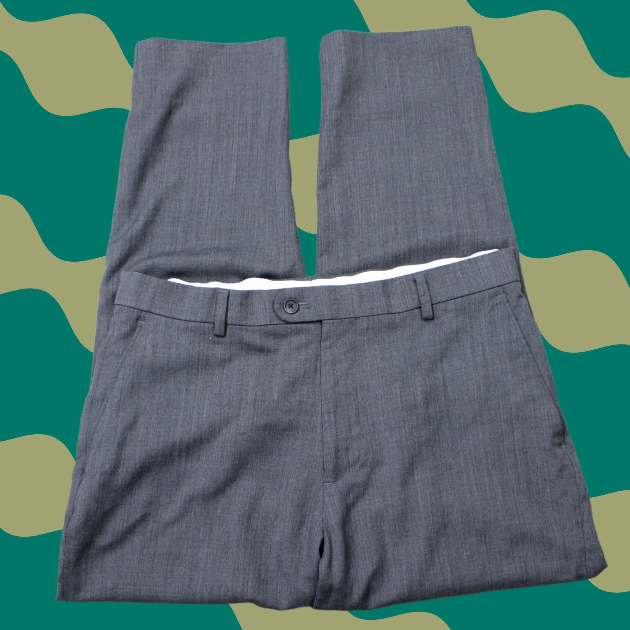Joseph Abboud Joseph Abboud Pants Mens 34x28 Gray 100% Wool Flat Front Straight Leg Size US 34 / EU 50 - 1 Thumbnail