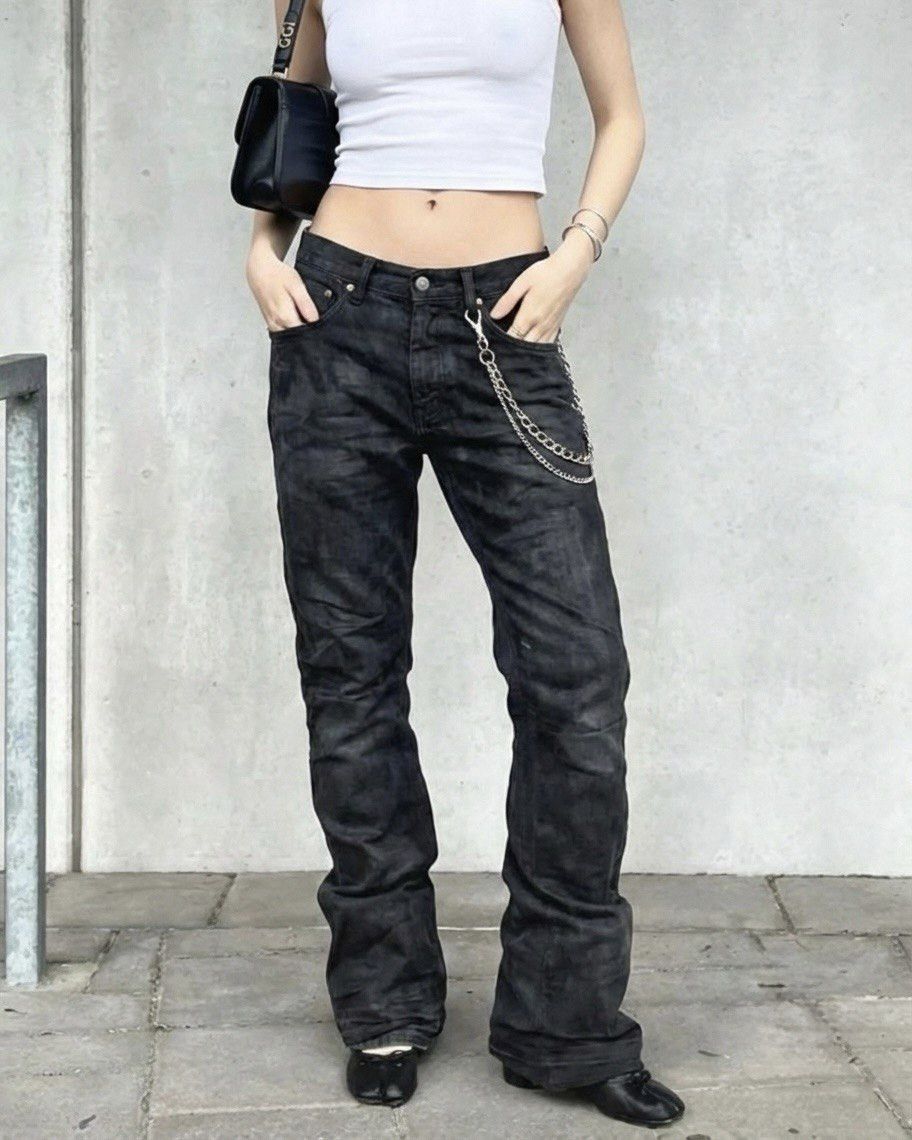 Japanese Brand flare bootcut painted black jeans Size 30" / US 8 / IT 44 - 1 Thumbnail