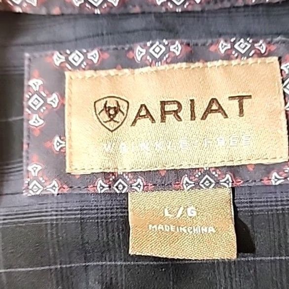 Ariat Ariat Shirt Mens Large Black Plaid Button-Up Wrinkle Resistant Western Cotton Long Sleeve Casual Workwear Size US L / EU 52-54 / 3 - 4 Thumbnail