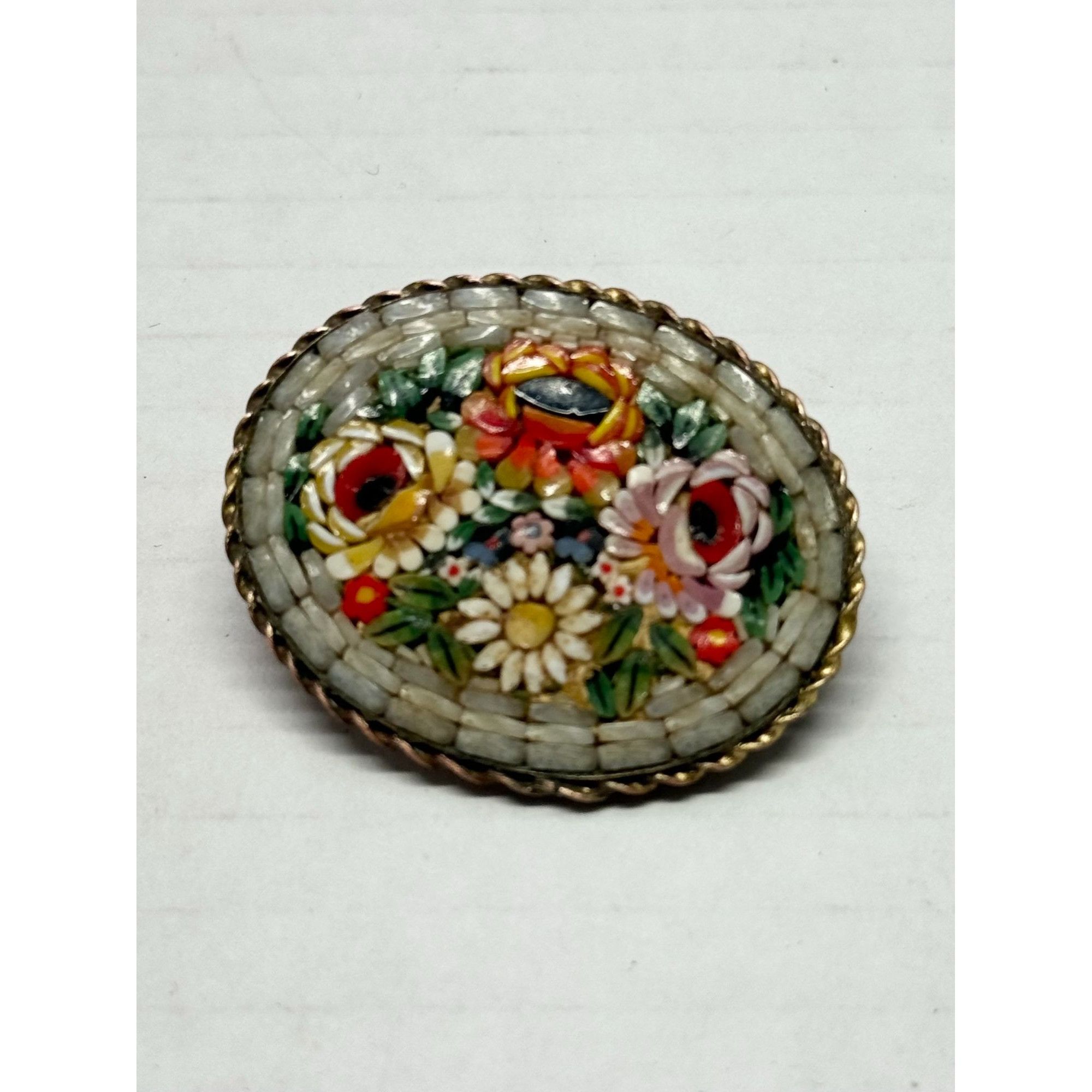 Vintage Vintage micro mosaic floral brooch pin Size ONE SIZE - 3 Thumbnail