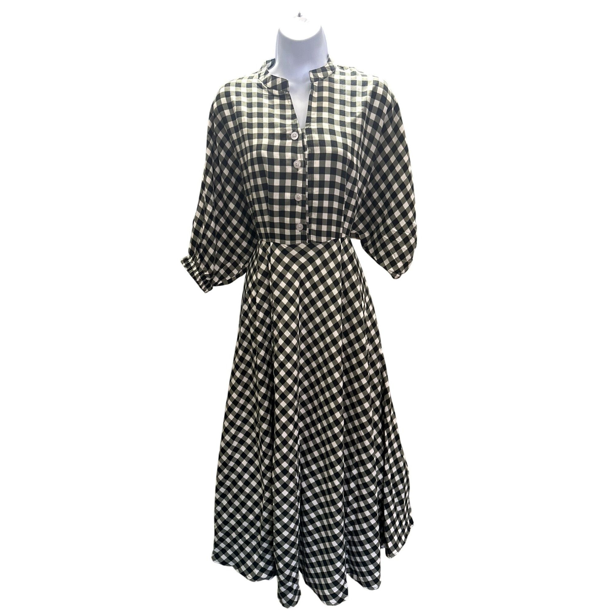 Other CCC Vintage Black White Gingham Checkered Midi Dress Button Size M / US 6-8 / IT 42-44 - 1 Thumbnail