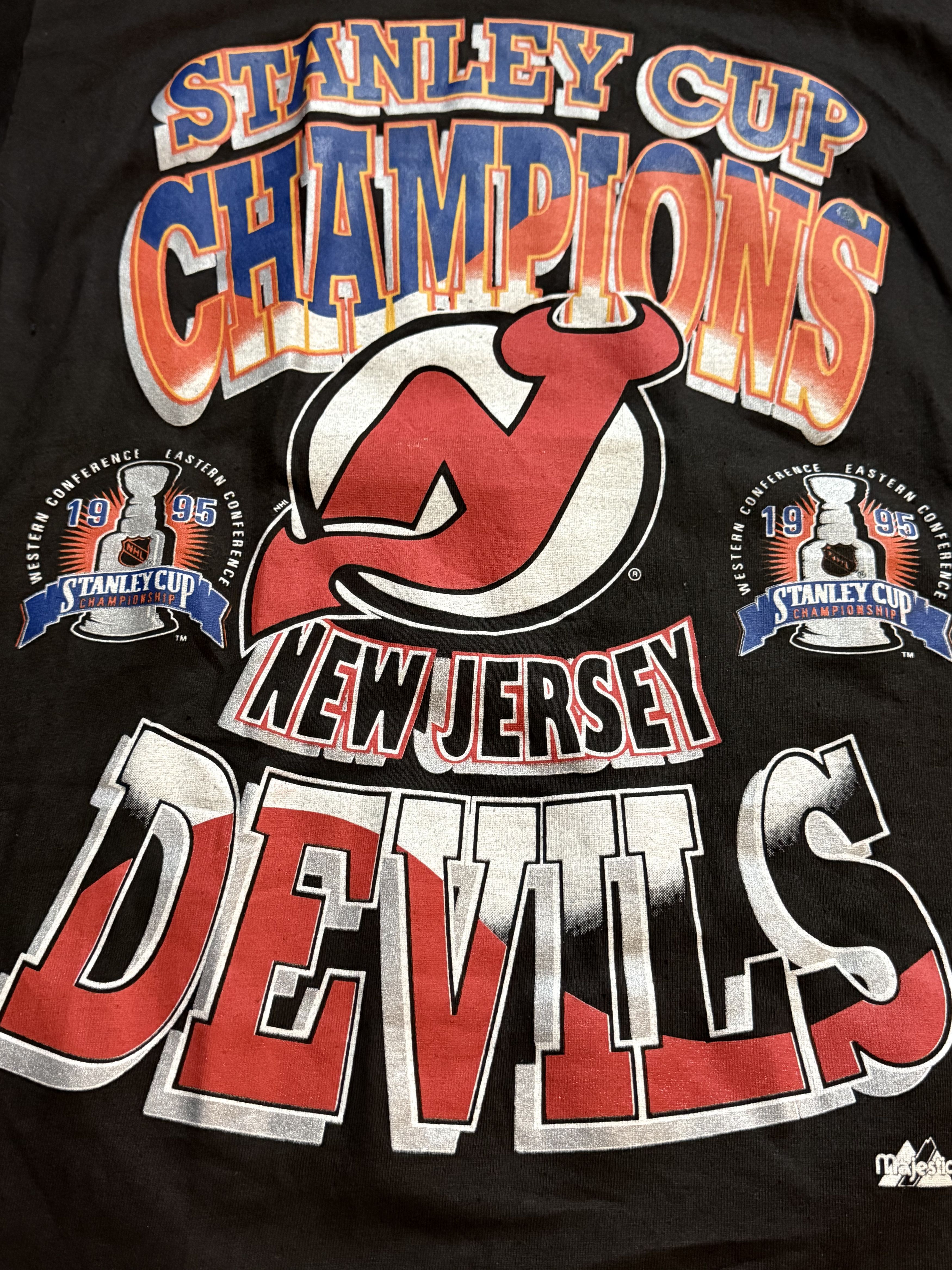 Majestic Vintage NJ Devils 1995 Stanley Cup Champions T-Shirt Size US L / EU 52-54 / 3 - 2 Thumbnail
