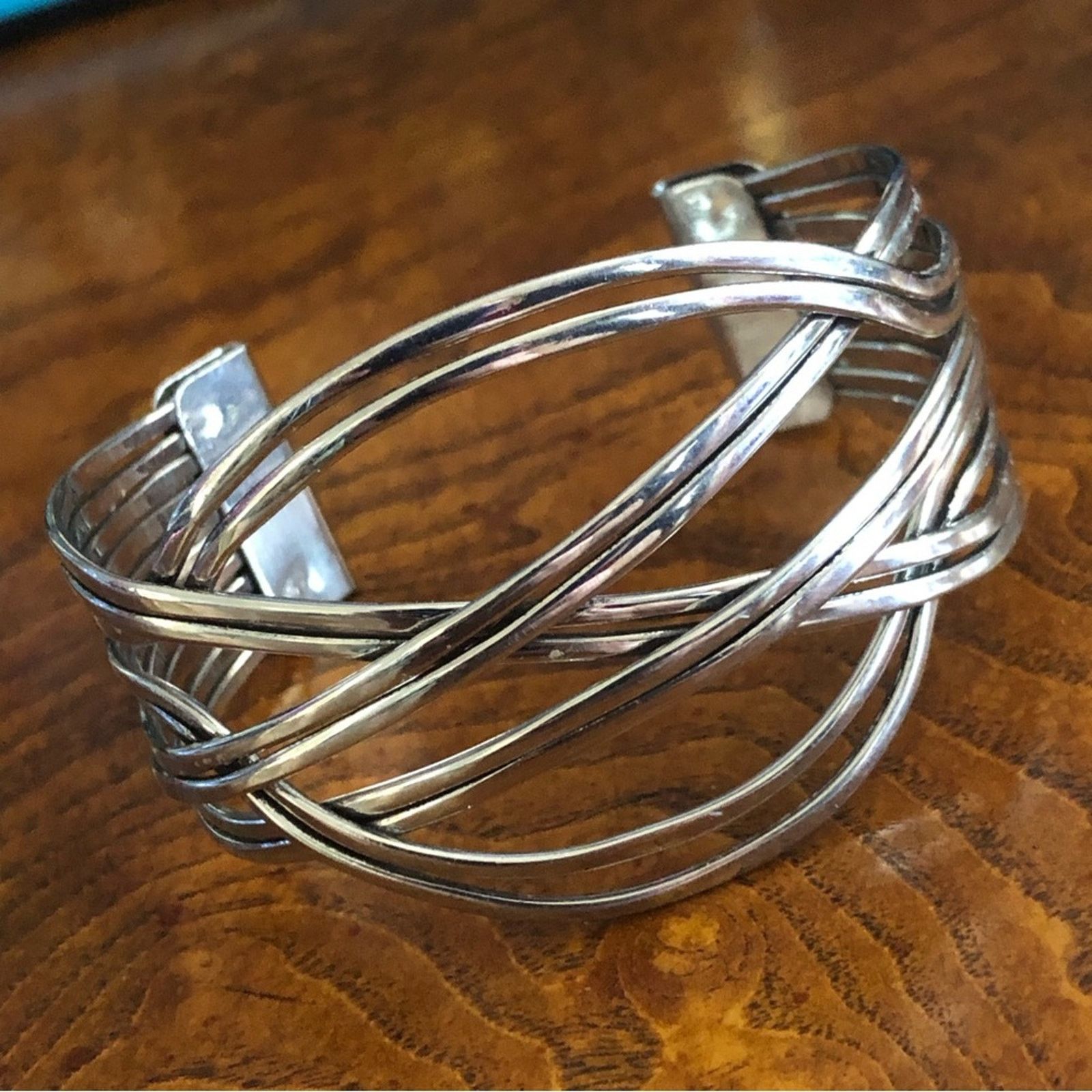 Jewelry Silver braid design adjustable cuff bracelet Size ONE SIZE - 1 Thumbnail