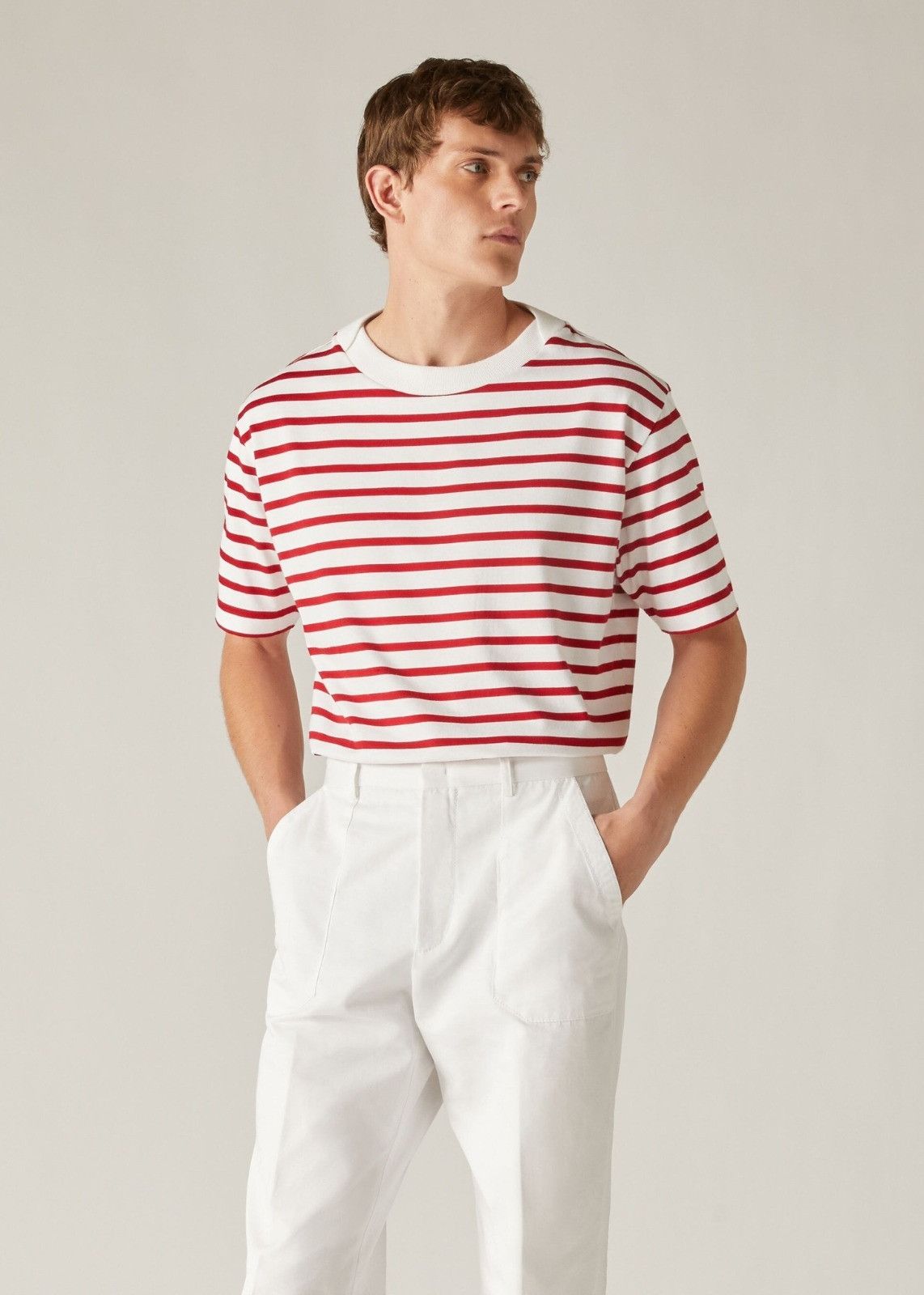 Loro Piana o1srvl11e0924 Rio Short Sleeve T-Shirt in White/Red Size US L / EU 52-54 / 3 - 2 Thumbnail