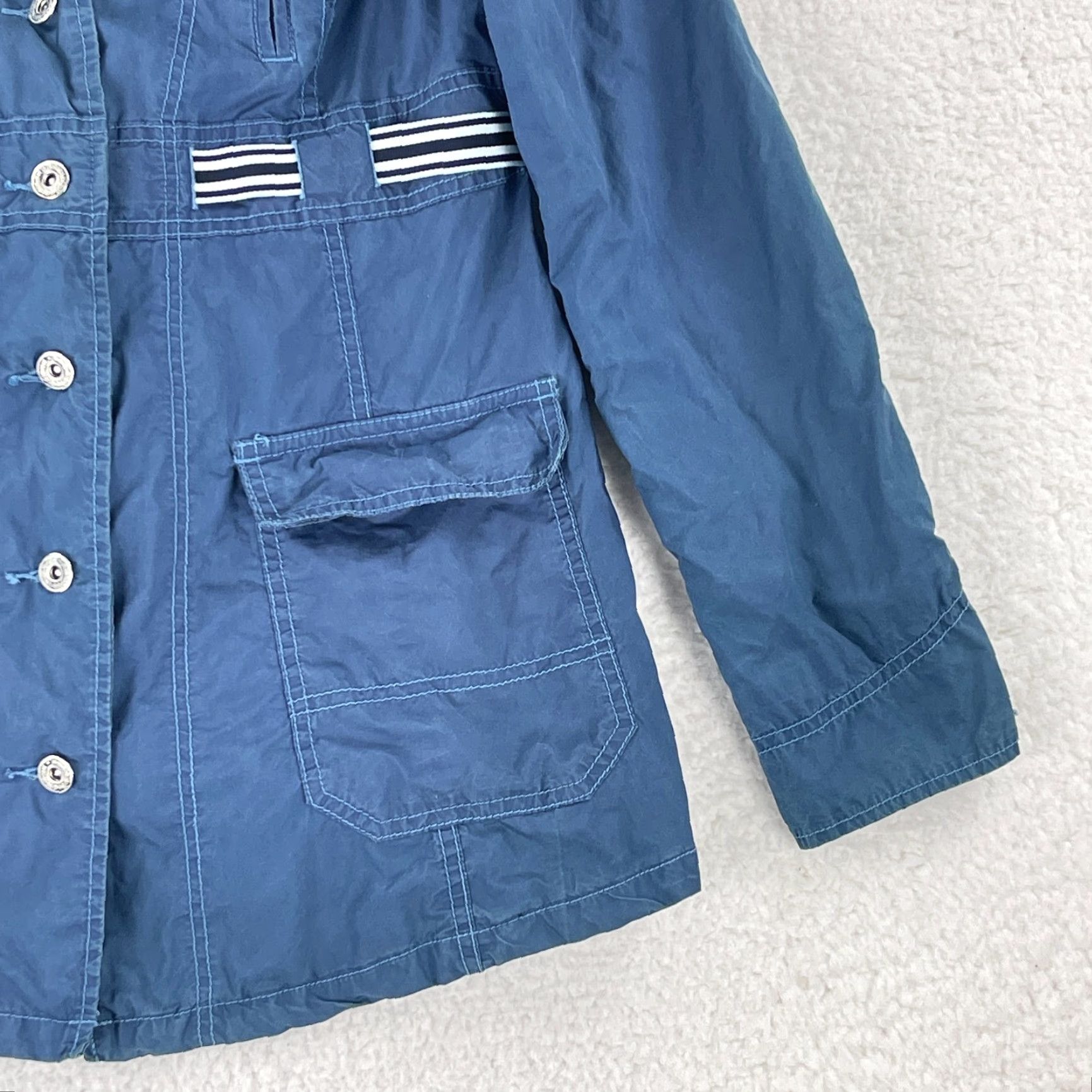 Free People Free People Blue Button-Front Trench Coat Jacket Womens Size 10 Size L / US 10 / IT 46 - 4 Thumbnail