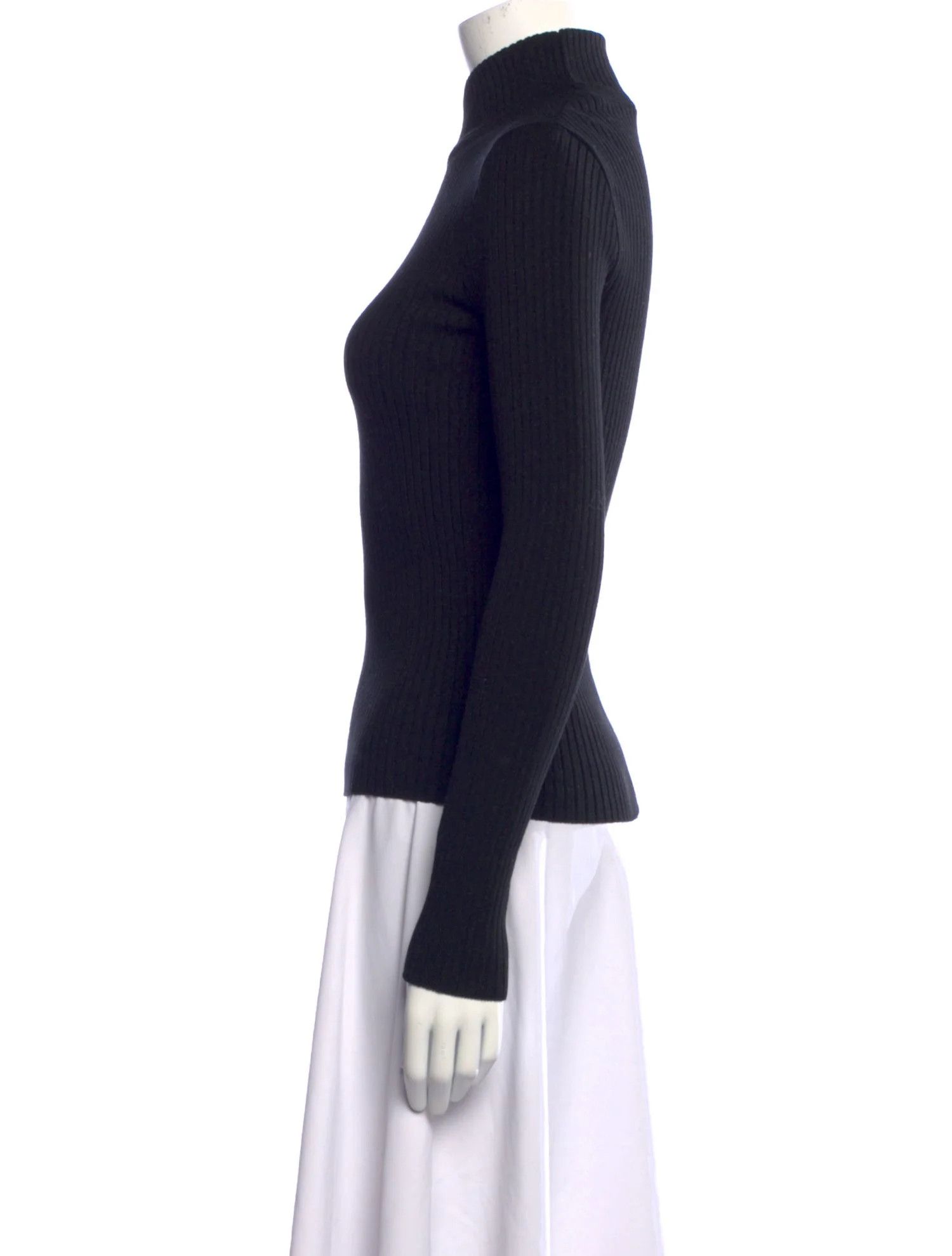 Courreges o1mle0824 Logo Embroidered Ribbed-Knit Jumper in Black Size L / US 10 / IT 46 - 2 Thumbnail