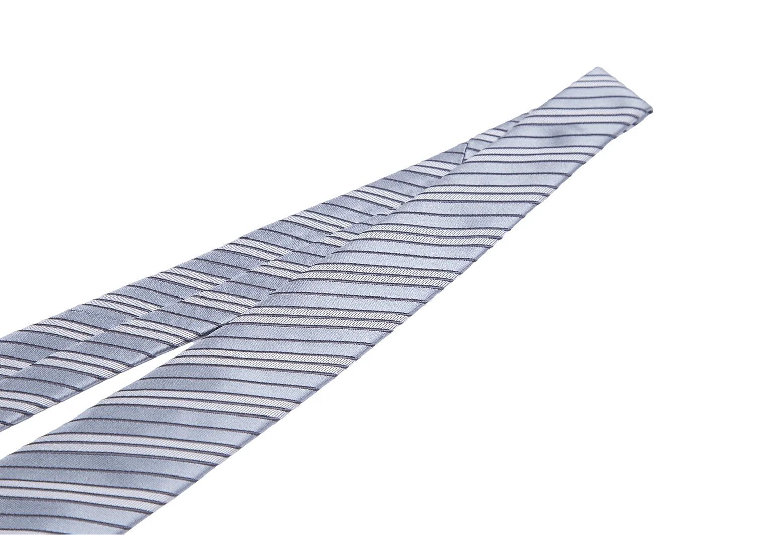 Emporio Armani Silk Cotton Regimental Tie in Gray Size ONE SIZE - 3 Thumbnail