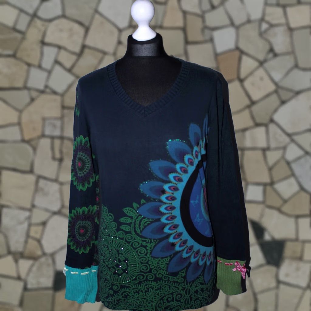 Desigual Desigual Jumper Pullover Womens L Multicoloured Round Neck Knit Shirt/Pullover Size L / US 10 / IT 46 - 1 Thumbnail