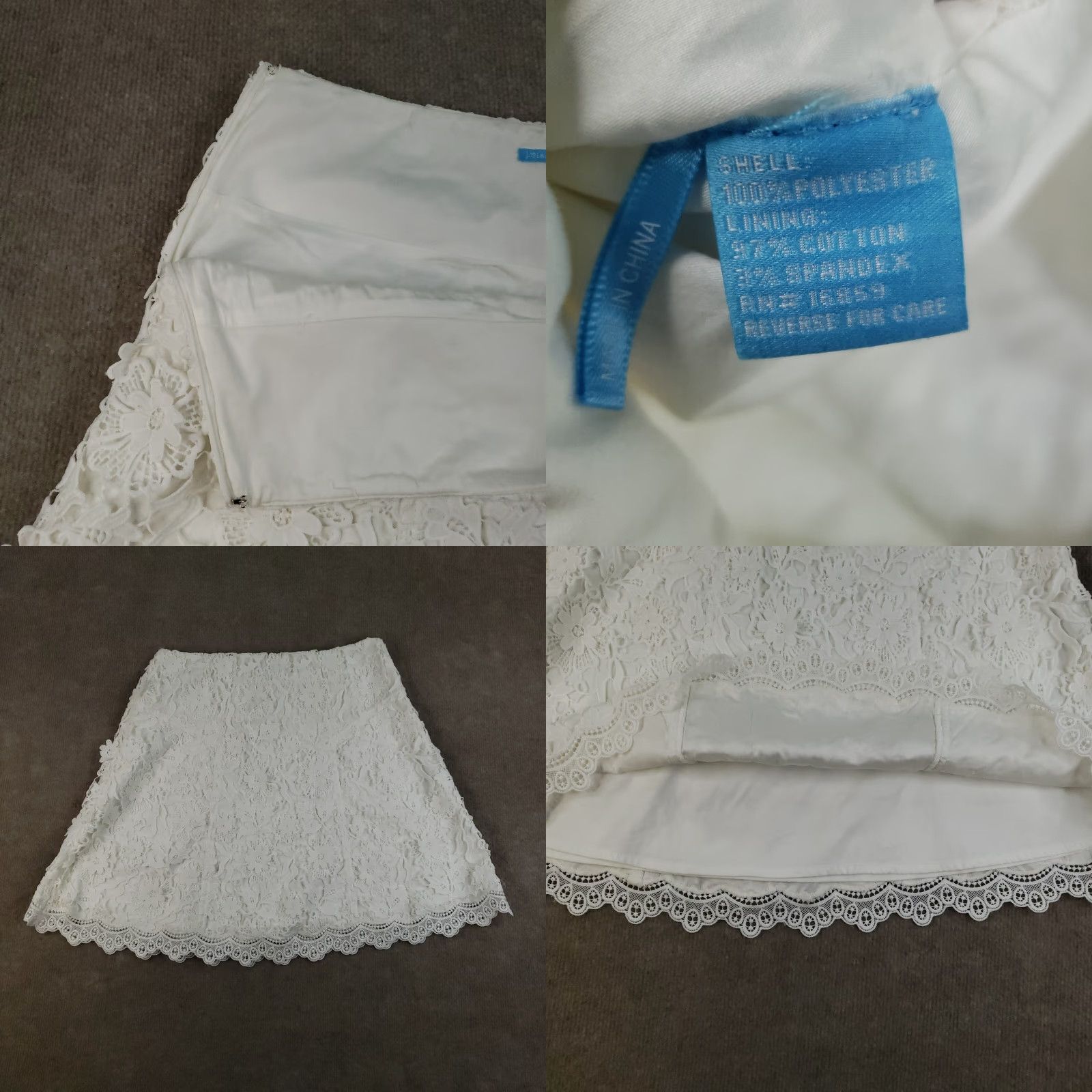 J.McLaughlin J. McLaughlin Skirt Womens Size 8 White Short Lined Zip Crochet Doily Casual A-Line Front Size 30" / US 8 / IT 44 - 8 Thumbnail