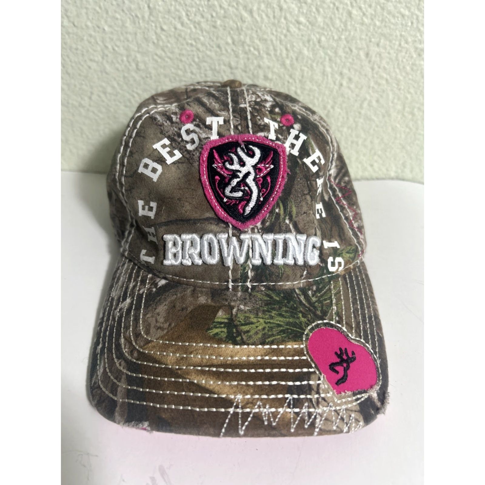Vintage Browning Cotton Womens One Size Adjustable Camo Pink Baseball Hat Cap Size ONE SIZE - 2 Thumbnail