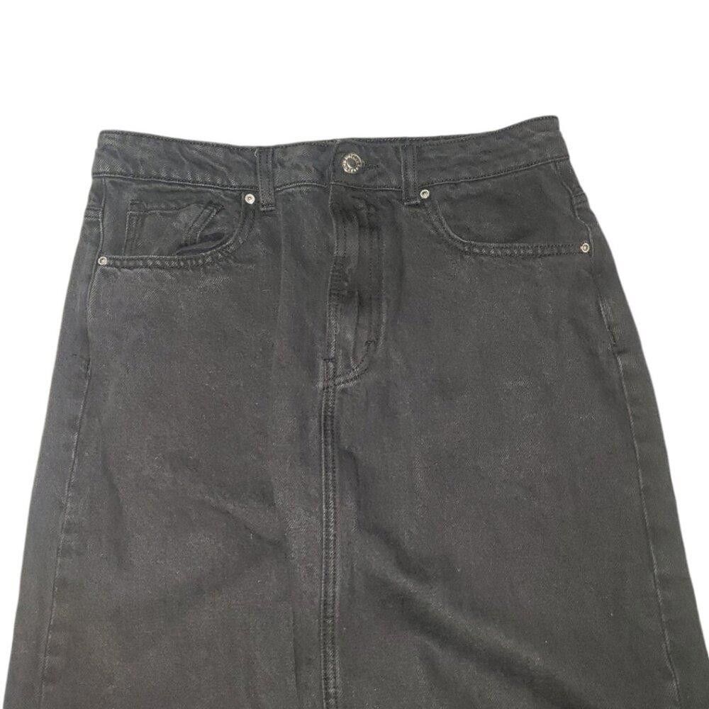 Mango CT1788 Mango Black Denim Front split Maxi Skirt M Size 32" / US 10 / IT 46 - 3 Thumbnail