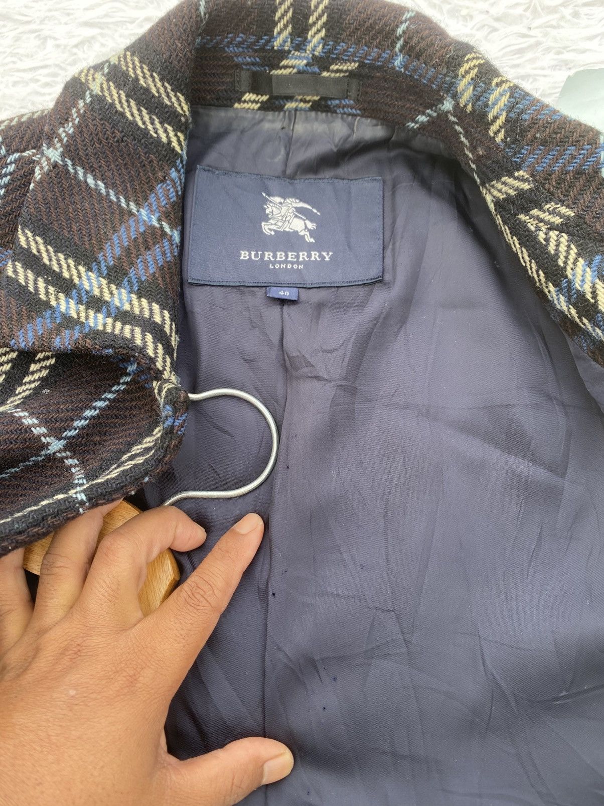 Burberry Rare Vintage Burberry Wool Checkered Long Coat/ Jacket Size 34R - 16 Thumbnail