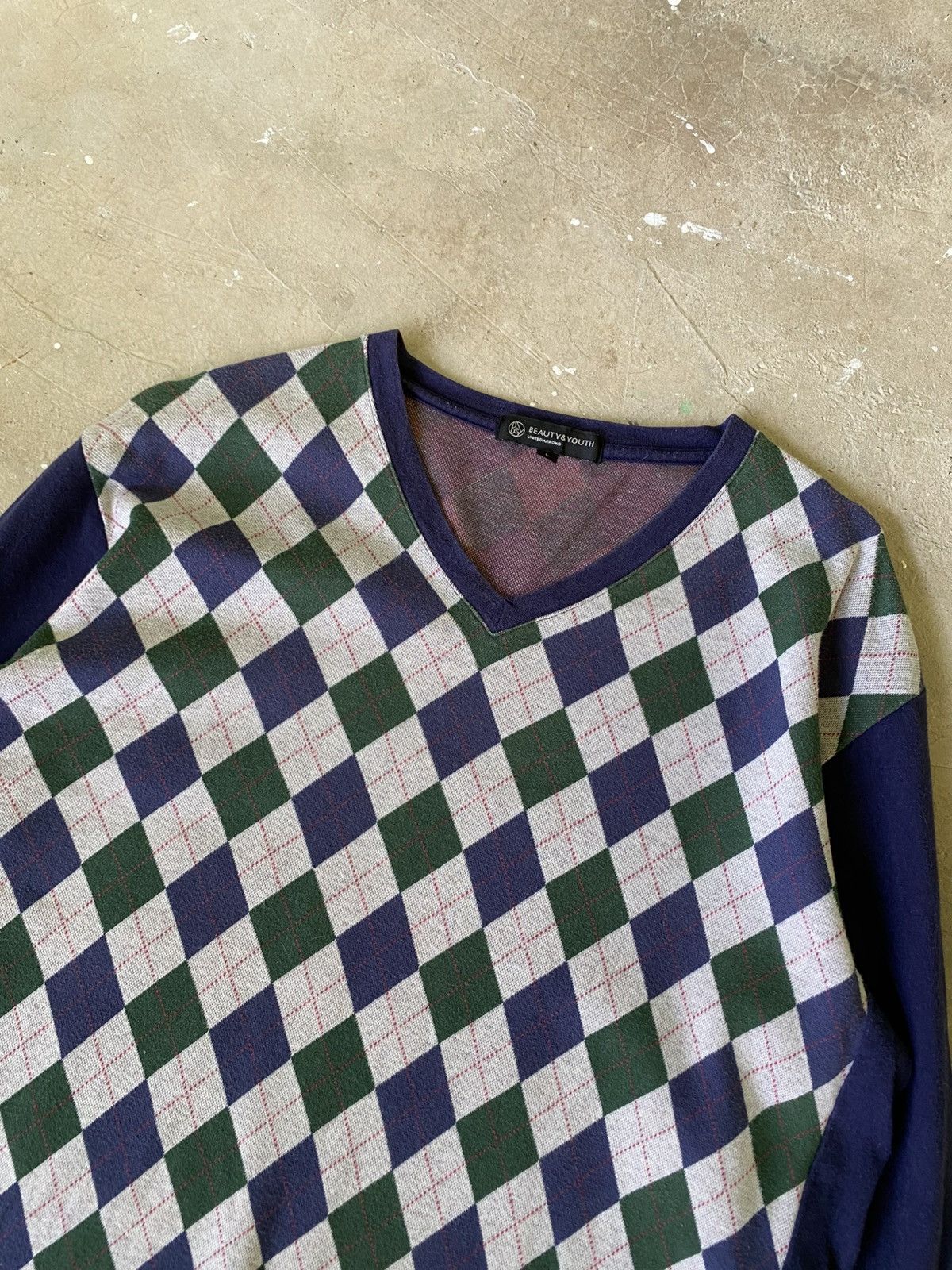 BEAUTY&YOUTH United Arrows Beauty & Youth Argyle V Neck Tee Japan Size US M / EU 48-50 / 2 - 2 Thumbnail