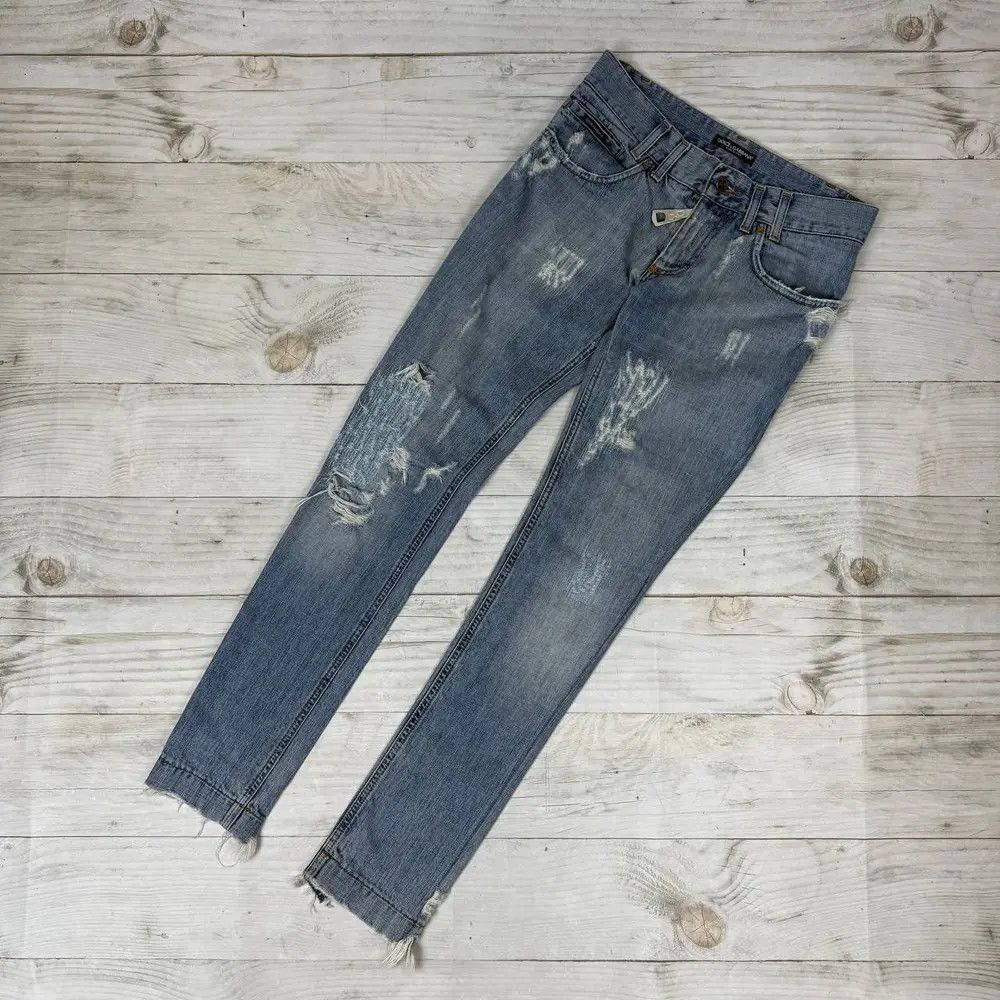 Dolce & Gabbana Vintage Dolce Gabbana Faded Distressed Denim Jeans Big Logo Size US 34 / EU 50 - 4 Thumbnail
