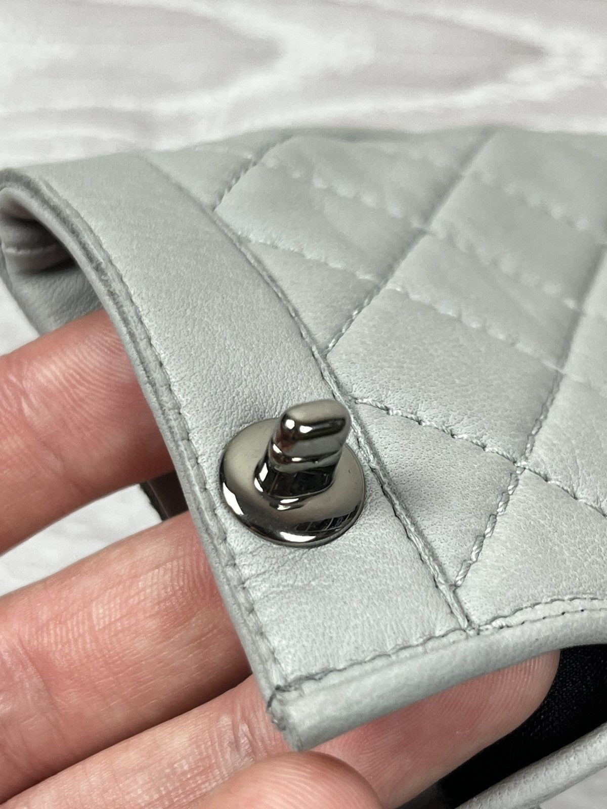Chanel Chanel Luxury Grey Leather Lambskin Silk Lining Logo Gloves Size ONE SIZE - 22 Thumbnail