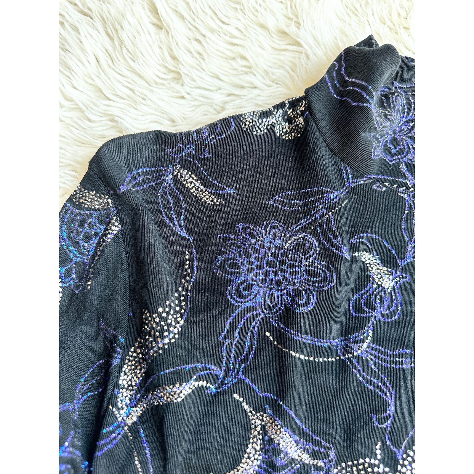 Vintage 90’s Slinky Sparkle Mock Neck Stretch Top Size S / US 4 / IT 40 - 9 Thumbnail