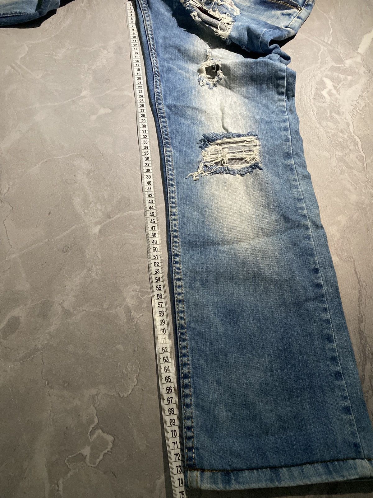 Japanese Brand Vintage Slim Fit Patchwork Distressed Jeans Y2K Size US 32 / EU 48 - 11 Thumbnail