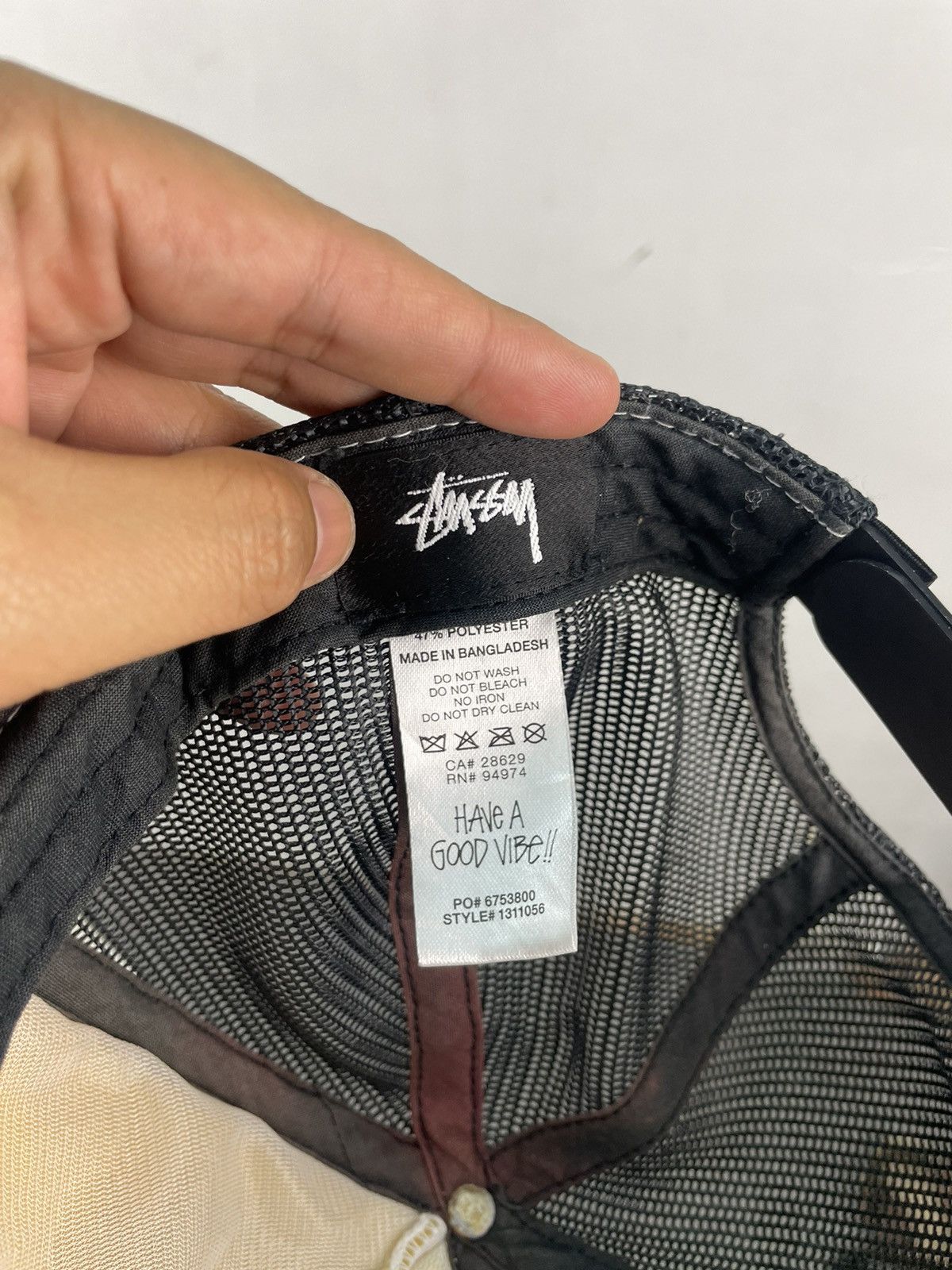 Stussy × Vintage Vintage Y2K Stussy Crown Trucker Cap Mesh Hat Faded Black Size ONE SIZE - 7 Thumbnail