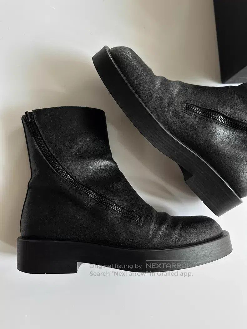 Ann Demeulemeester Ann Demeulemeester 22AW diagonal zipper mottled boots leat Size US 11.5 / IT 41.5 - 2 Thumbnail