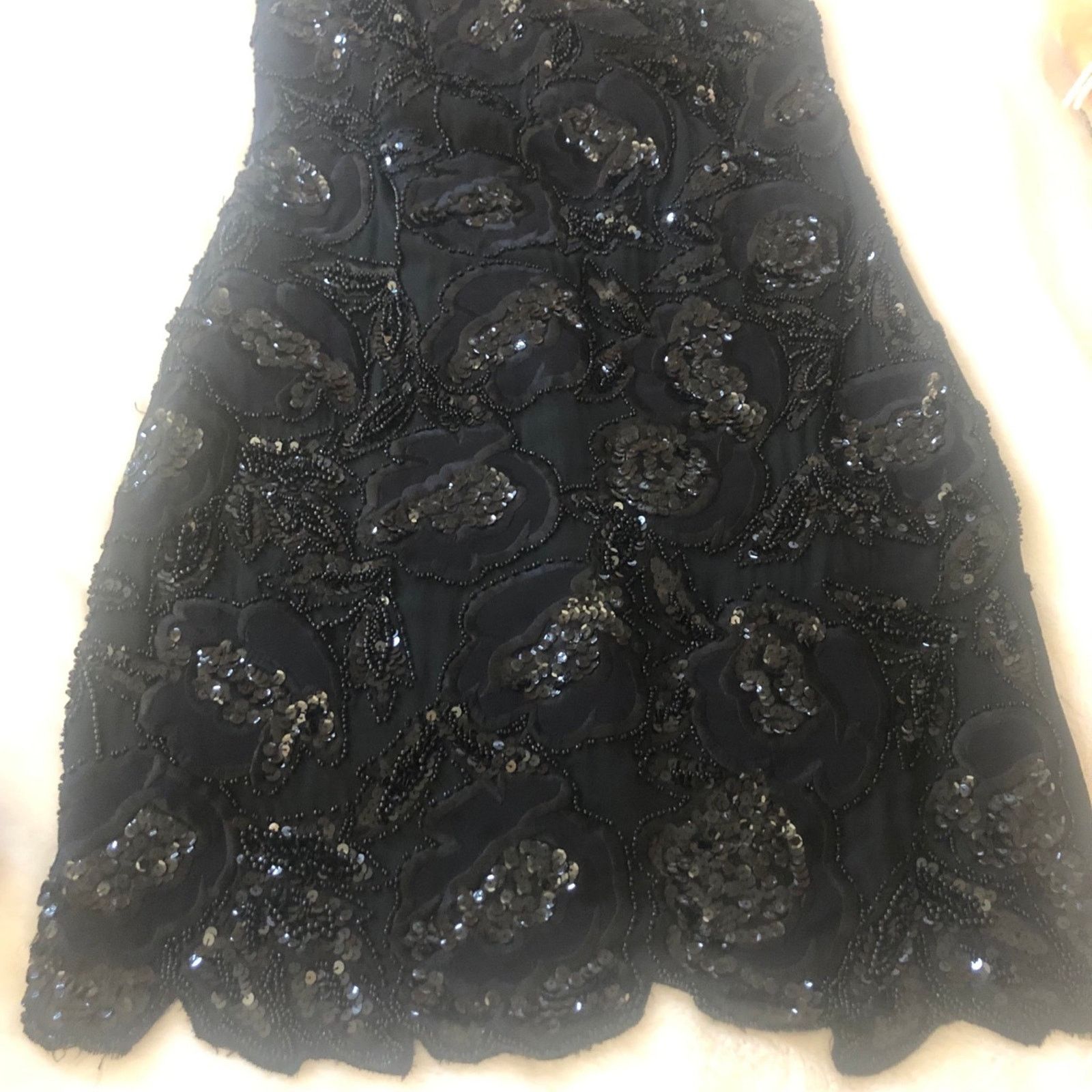 Oleg Cassini Black short sleeve beaded mini gown dress Size S / US 4 / IT 40 - 3 Thumbnail
