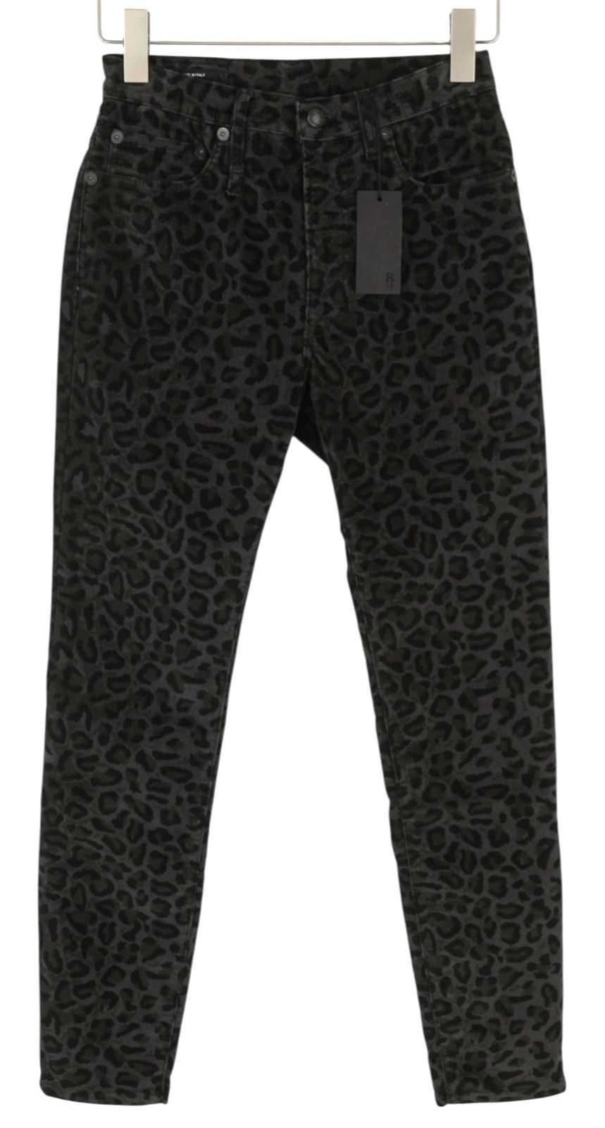 R13 HIGH RISE SKINNY 27 Leopard Corduroy Grey Trousers 85837 Size 27" / US 4 / IT 40 - 2 Thumbnail