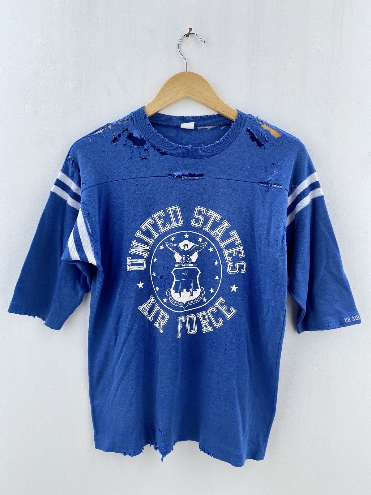 Vintage Vintage 80’s Thrashed US AIR FORCE 3/4 Sleeve Grunge Tee Size US M / EU 48-50 / 2 - 1 Thumbnail