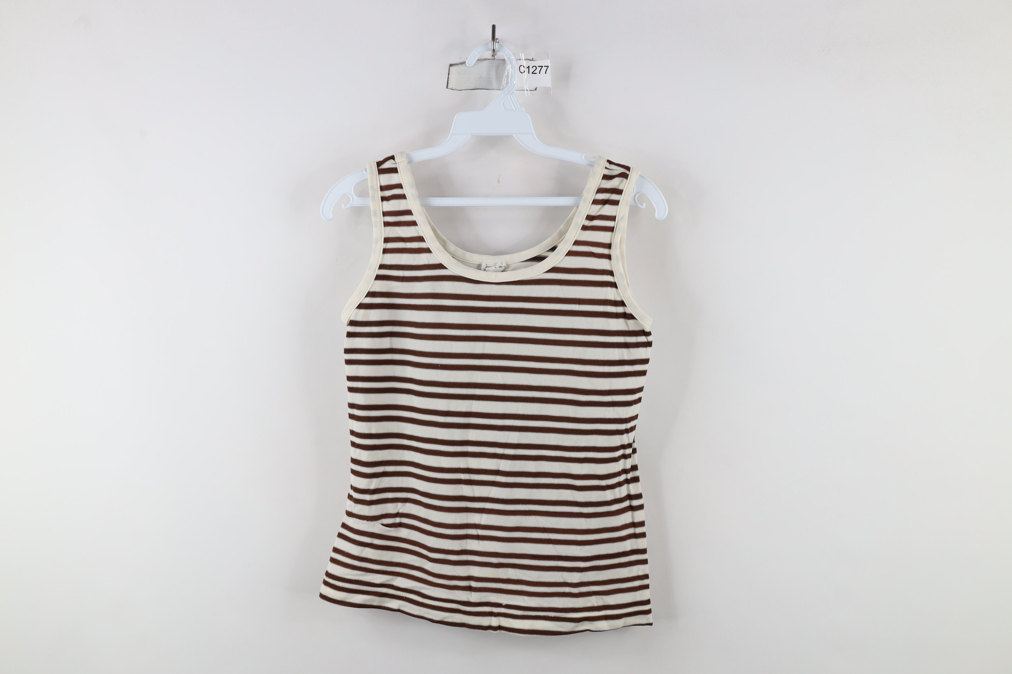 Vintage Vintage 70s Streetwear Knit Tank Top T-Shirt Brown White Size M / US 6-8 / IT 42-44 - 1 Thumbnail