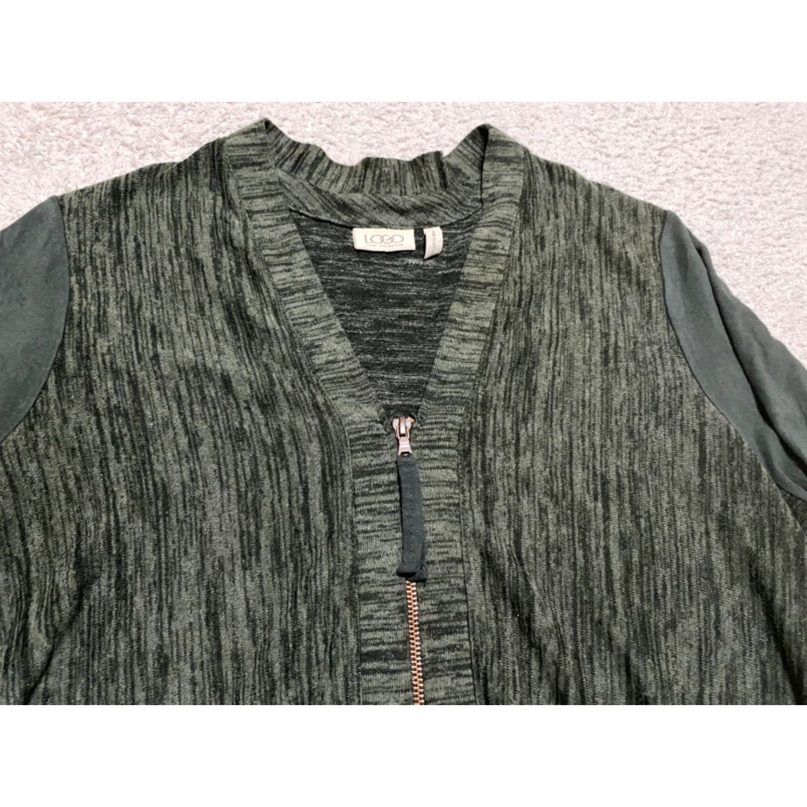 Vintage LOGO by Lori Goldstein Womens Medium Shirt Brown Striped Full Zip Velvet Sleeves Size M / US 6-8 / IT 42-44 - 3 Thumbnail