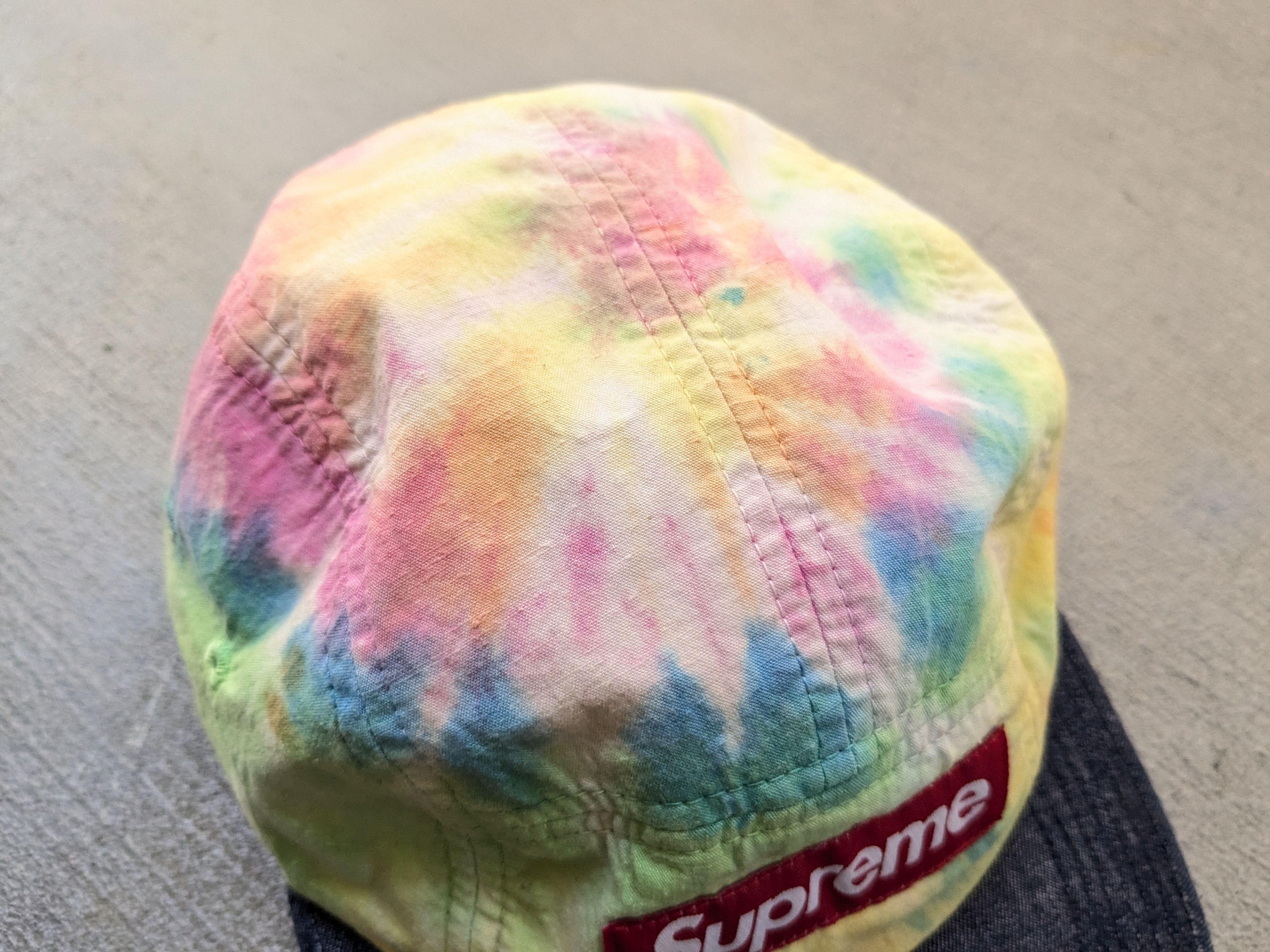 Supreme Supreme Tie Dye Camp Cap 5 Panel Rainbow Denim SS13 Size ONE SIZE - 4 Thumbnail
