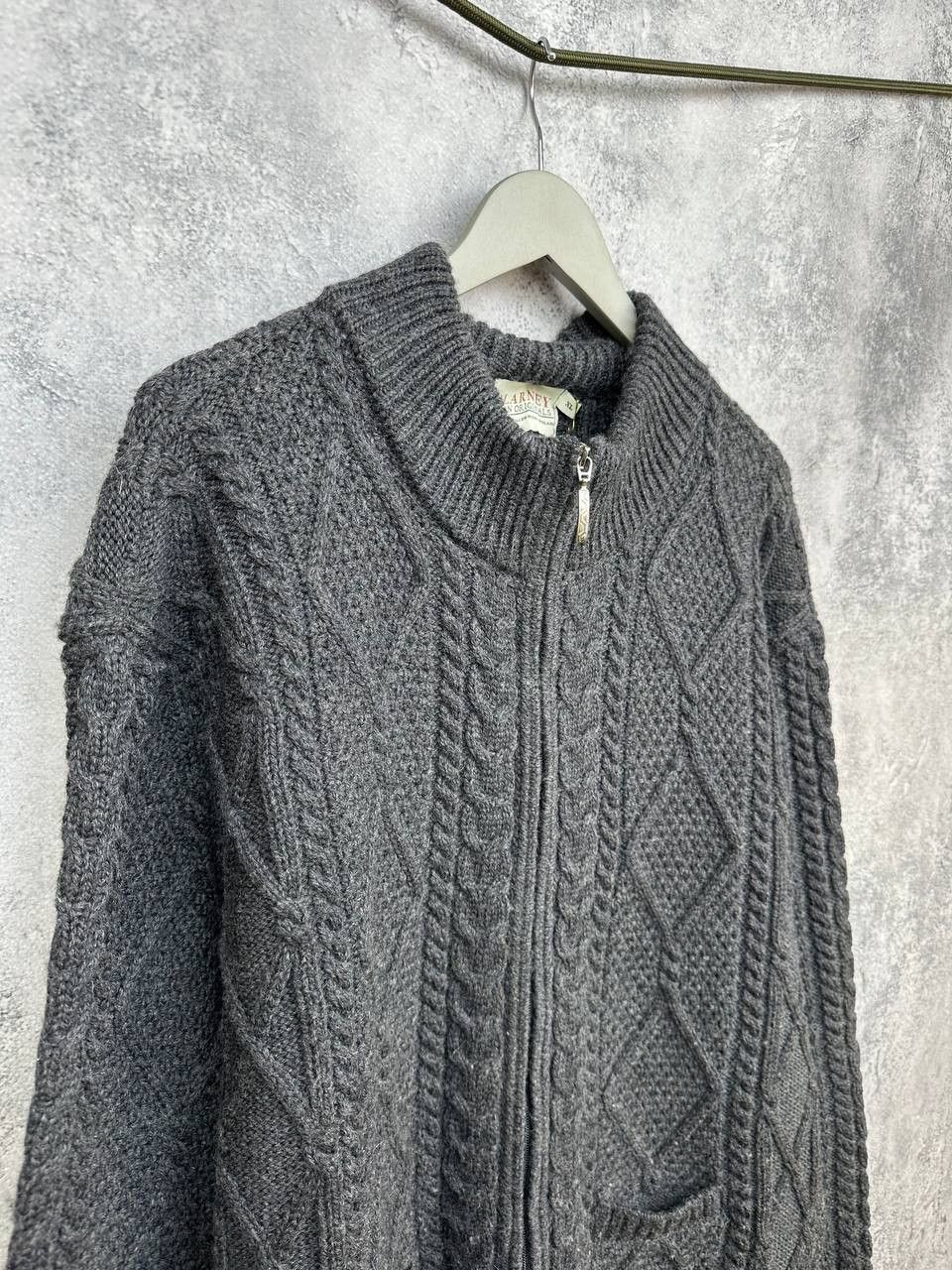 Vintage Blarney Woollen Mills Aran Full Zip Sweater Wool Knit Size US XL / EU 56 / 4 - 3 Thumbnail