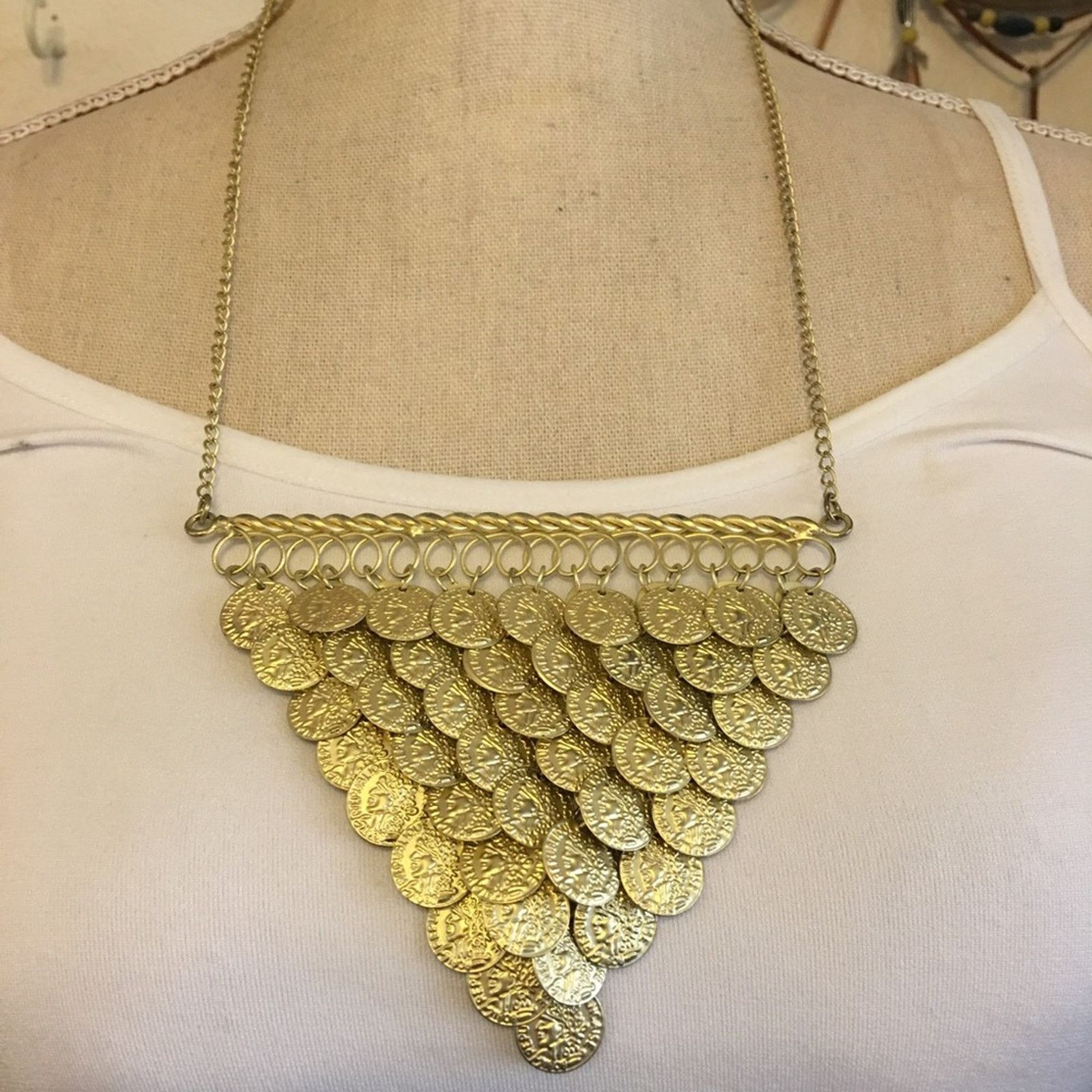 Jewelry Tiered gold tone faux French coin necklace Size ONE SIZE - 1 Thumbnail