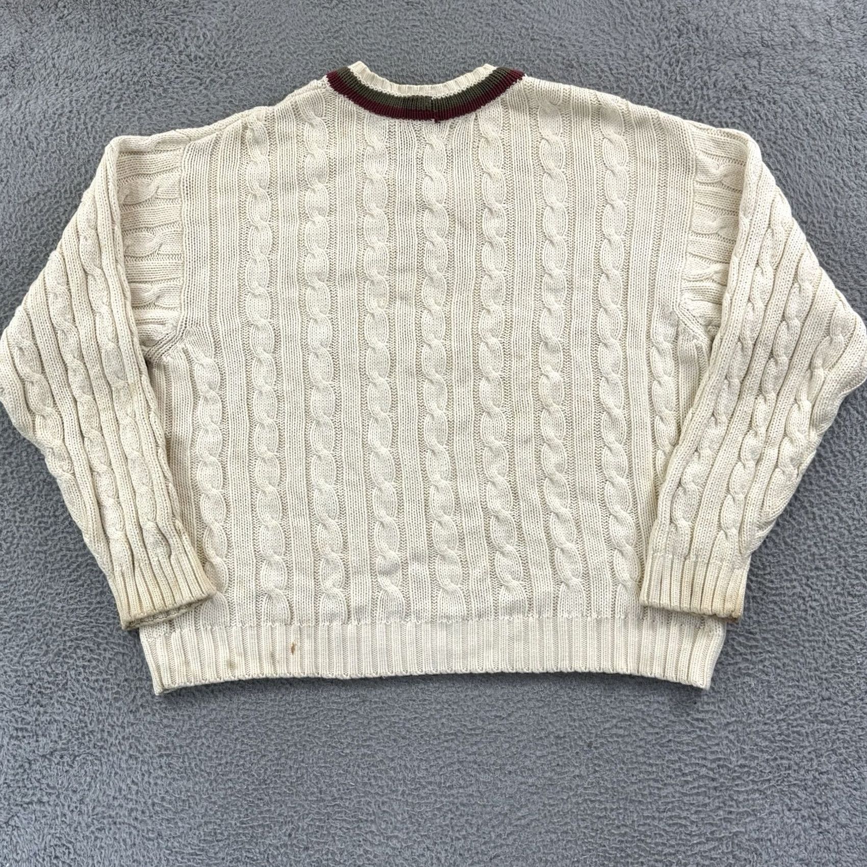 Gap VINTAGE Gap Sweater Mens 2XL Ivory Cable-Knit V Neck 90s Classic Preppy Size US XXL / EU 58 / 5 - 7 Thumbnail