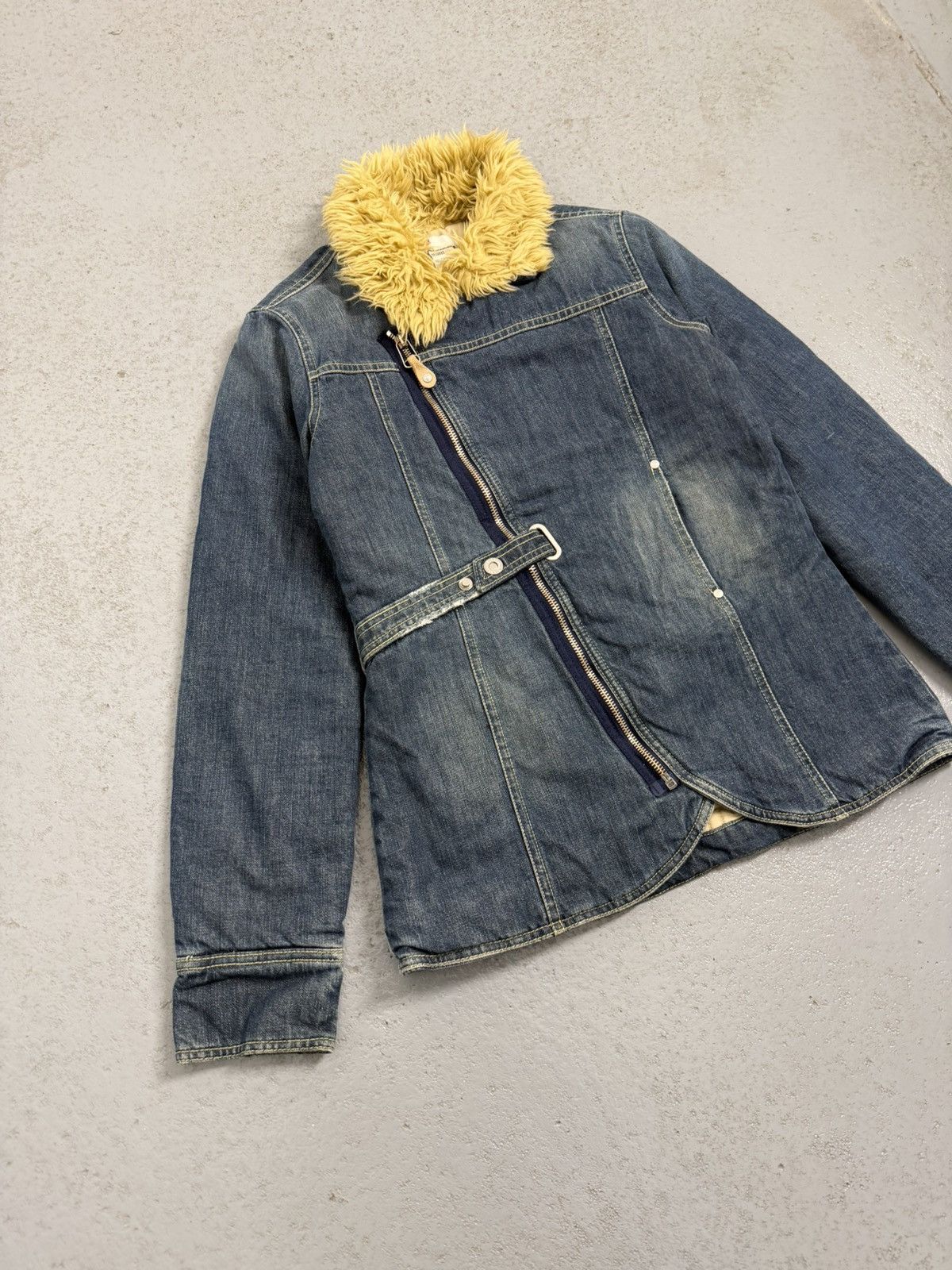 Diesel Vintage Diesel Fur Deconstructed Belted Denim Jacket Size L / US 10 / IT 46 - 3 Thumbnail