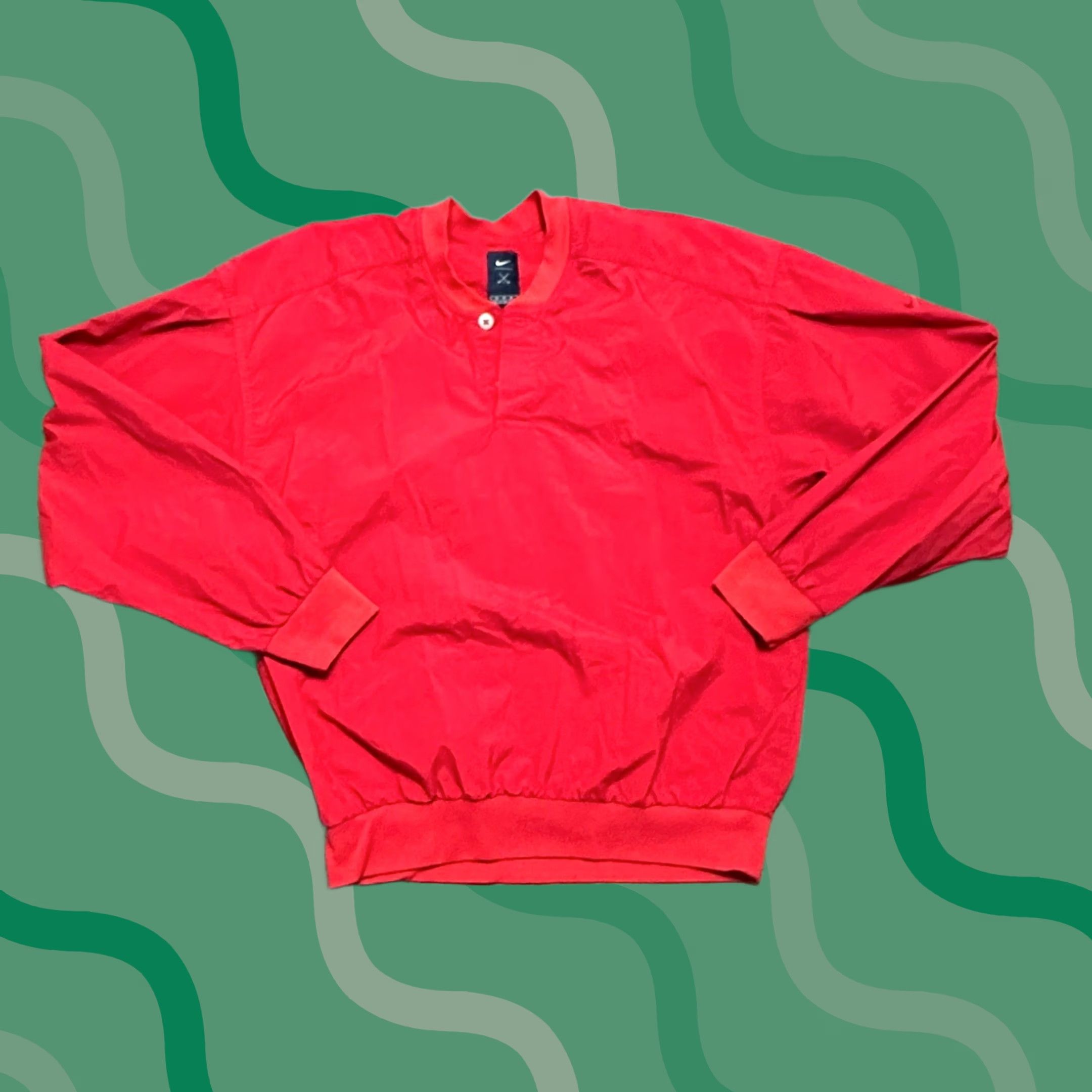 Nike VINTAGE Nike Golf Windbreaker Pullover Rain Resistant Red Henley Men Sz M Size US M / EU 48-50 / 2 - 1 Thumbnail