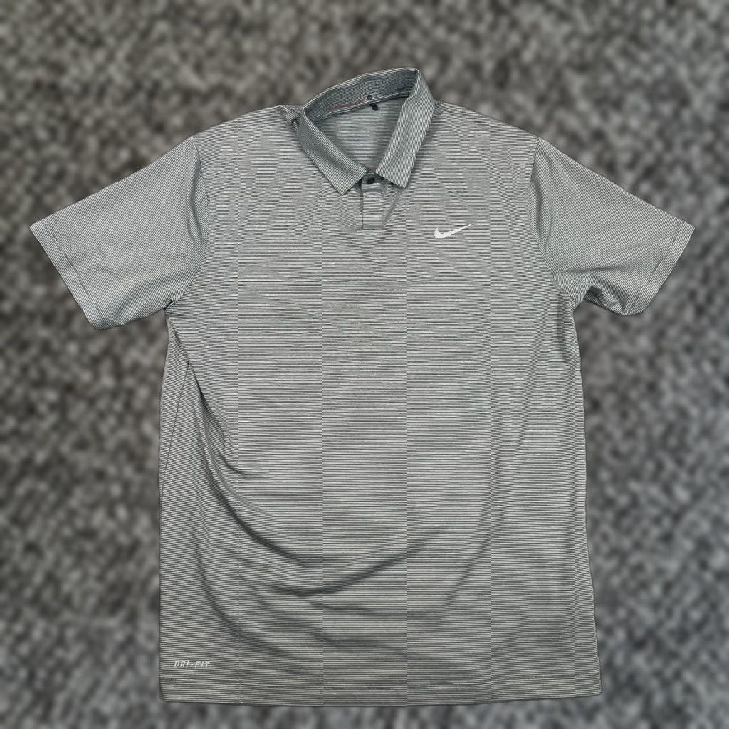 Nike Nike Tiger Woods Collection Polo Mens Medium Dri-Fit Golf Shirt Gray Stripes Size US M / EU 48-50 / 2 - 1 Thumbnail