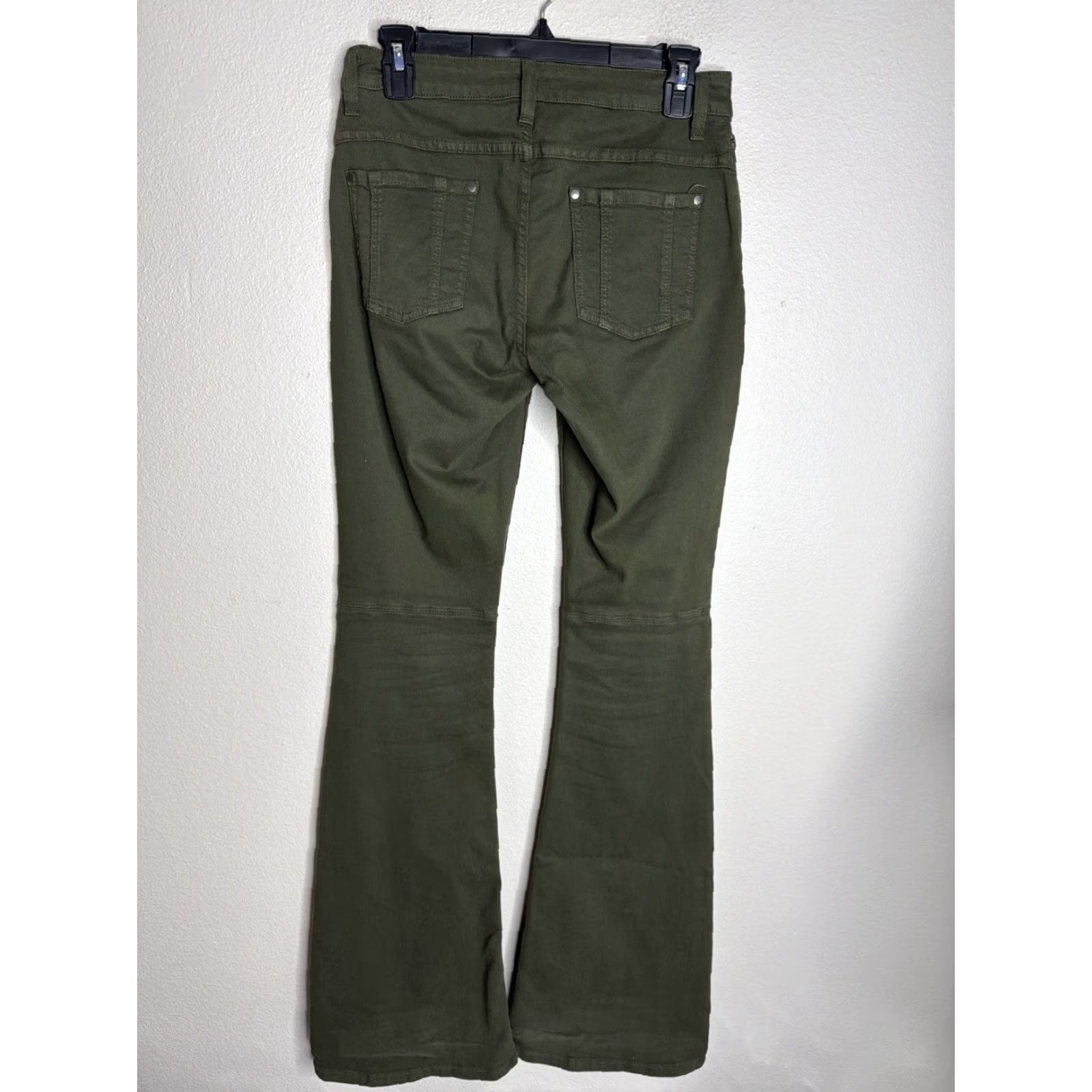 Alice + Olivia VINTAGE Alice + Olivia Jeans Women Size 28 High Rise Wide Leg Flare Zip Fly NWT 28 Green Cotton Dark Wash Pockets Stretch Inseam 30 Womens Size 28" / US 6 / IT 42 - 5 Thumbnail